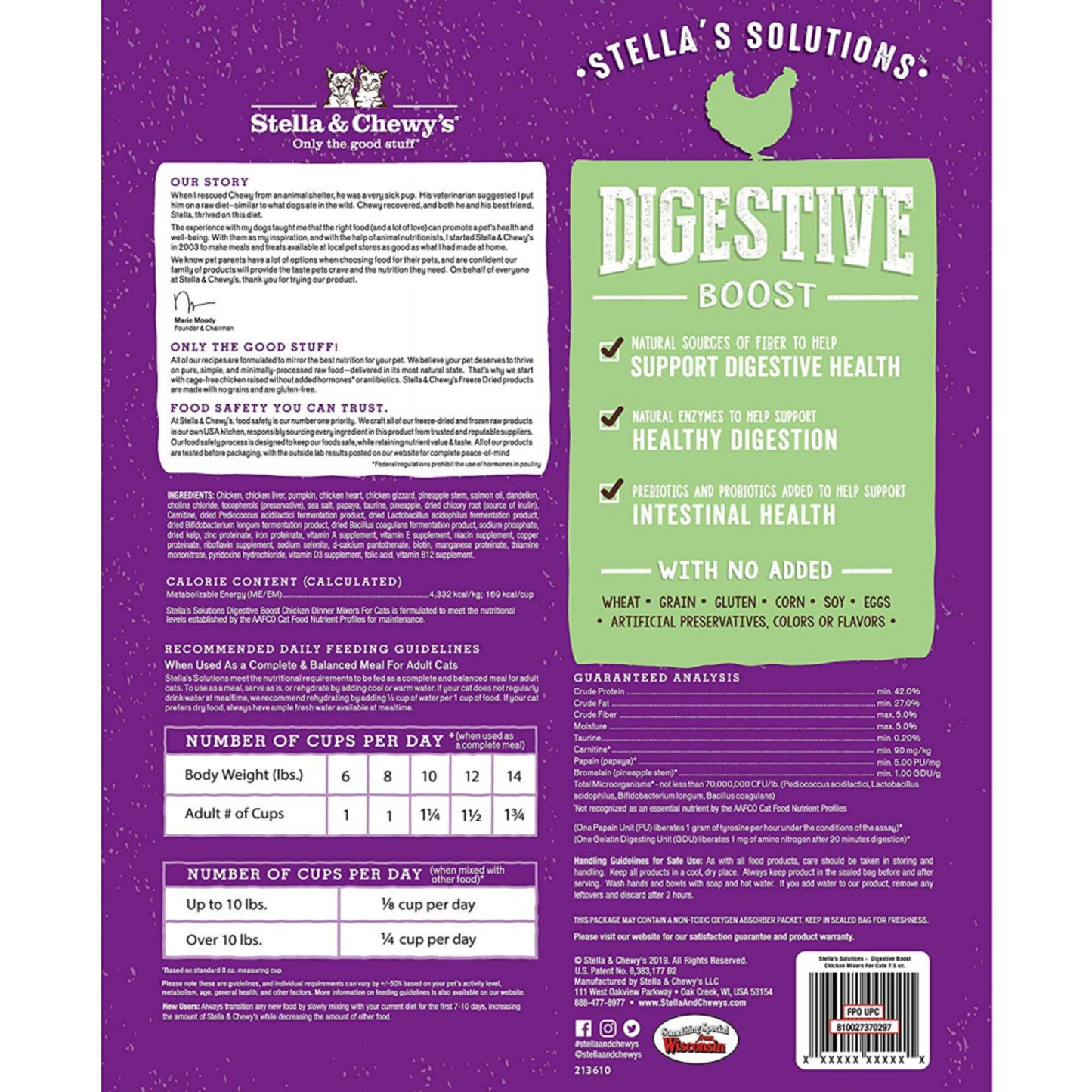 Stella & Chewy's Solutions Digestive Boost Cage Free Chicken Cat Food Dinner Mixers