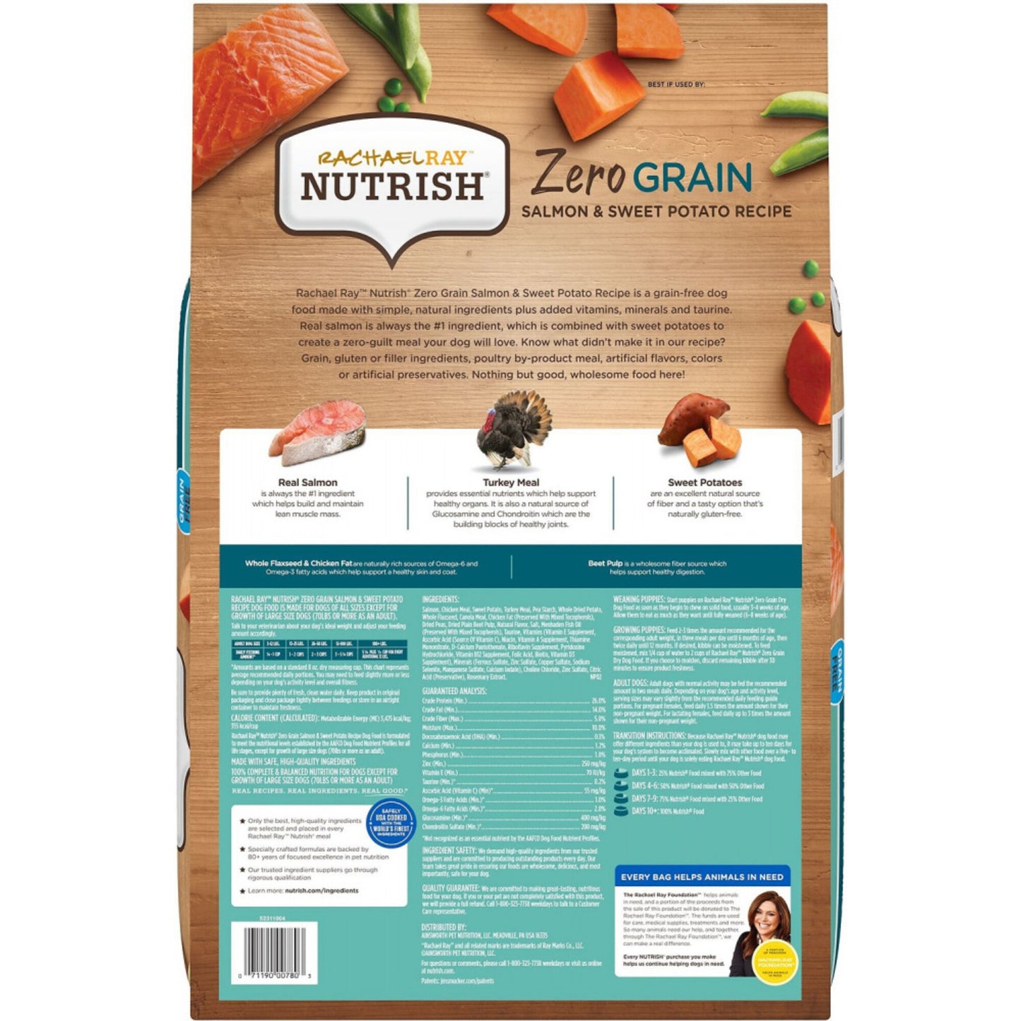 Rachael Ray Nutrish Zero Grain Natural Salmon & Sweet Potato Recipe Dry Dog Food
