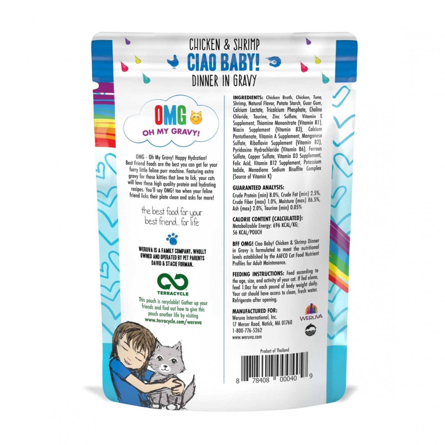 Weruva BFF Oh My Gravy Ciao Baby Grain Free Chicken and Shrimp in Gravy Cat Food Pouches