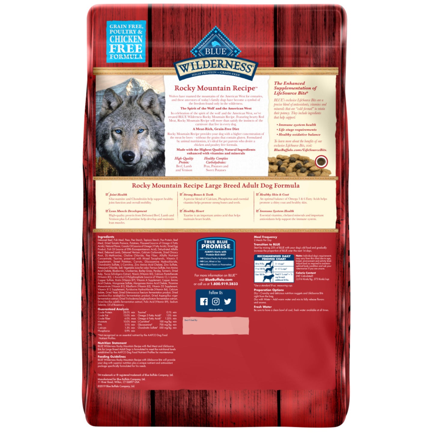 Blue Buffalo Wilderness Rocky Mountain Grain Free Red Meat High Protein Recipe Large Breed Adult Dry Dog Food