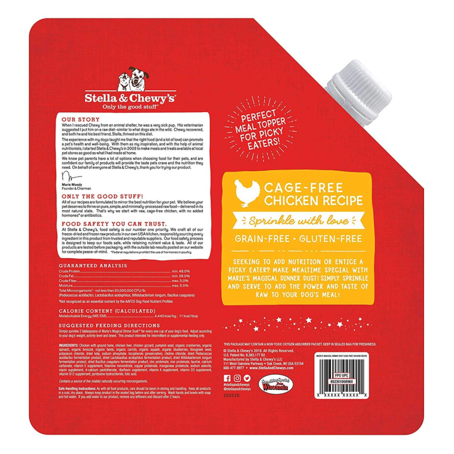 Stella & Chewy's Marie's Magical Dinner Dust Freeze-Dried Cage Free Chicken Recipe Dog Food Topper