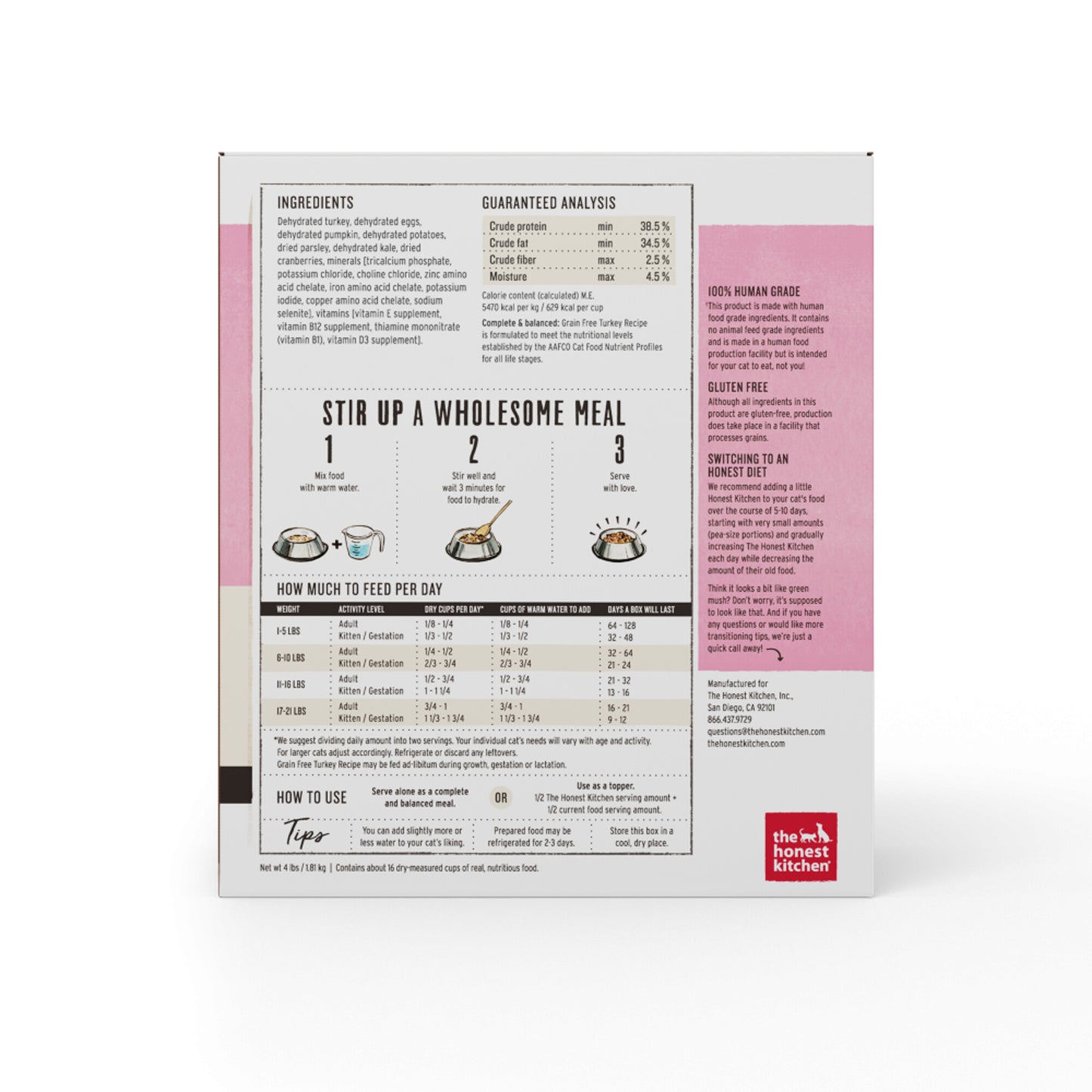 The Honest Kitchen Grain Free Turkey Recipe Dehydrated Cat Food