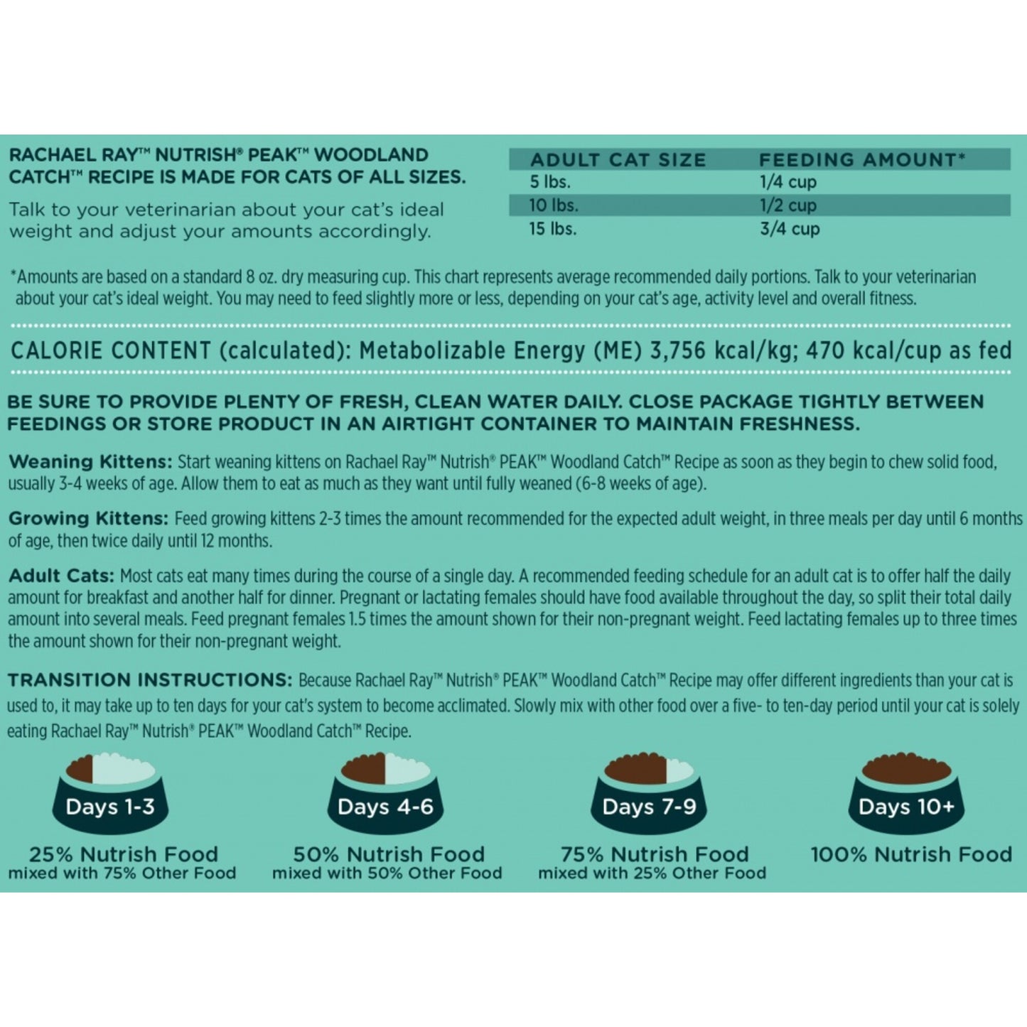 Rachael Ray Nutrish Peak Grain Free Woodland Catch Chicken, Trout, & Salmon Recipe Dry Cat Food