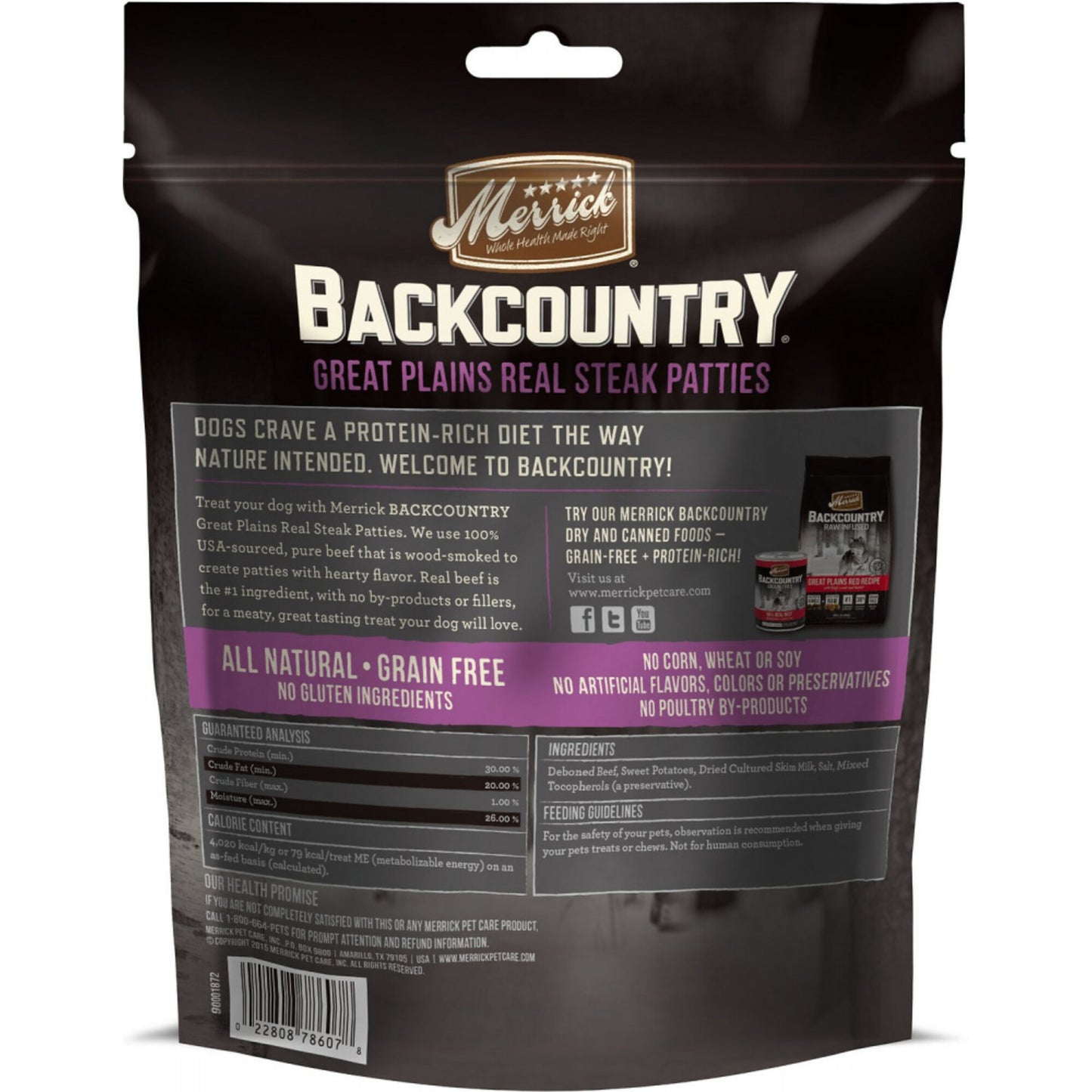 Merrick Backcountry Great Plains Grain Free Real Steak Patties Dog Treats