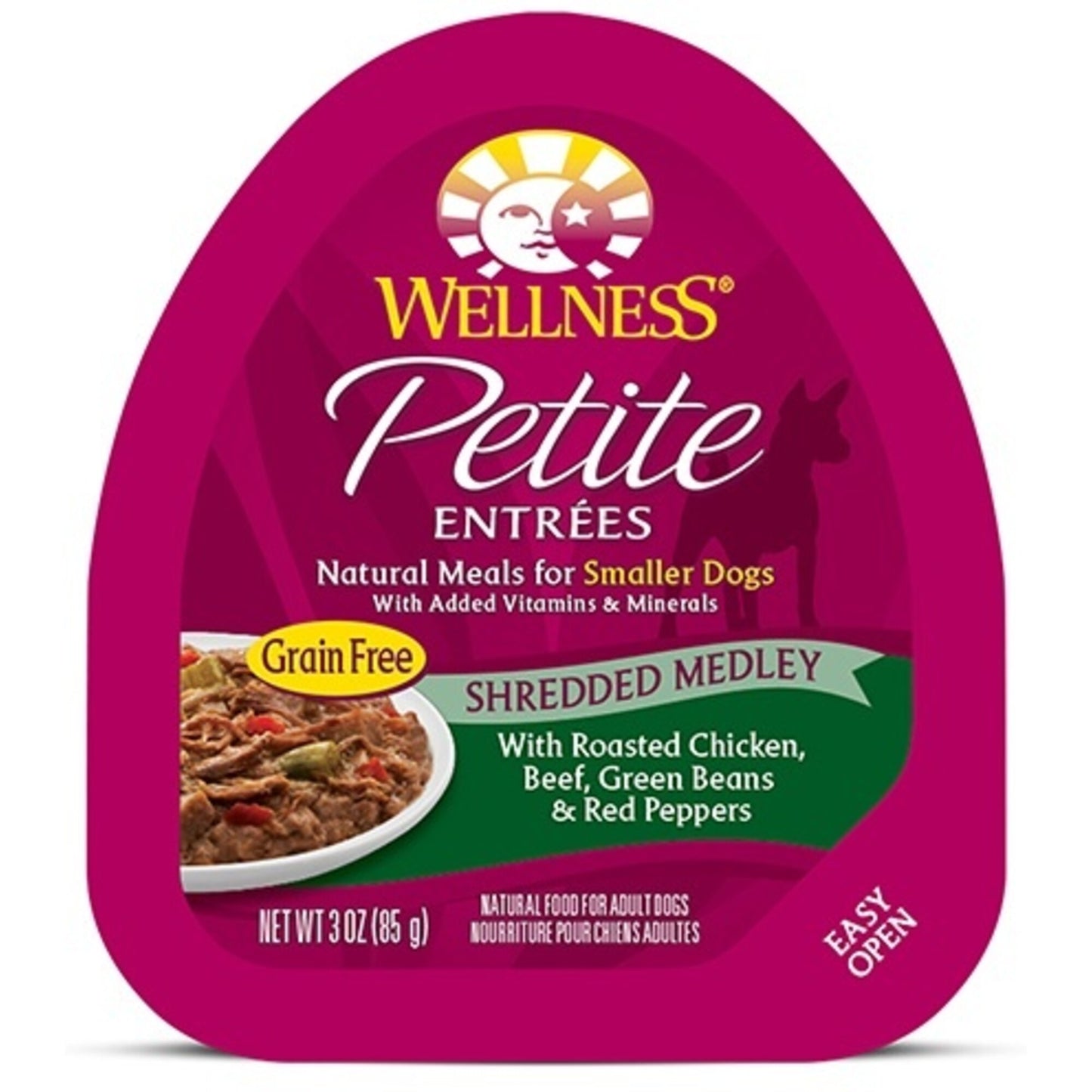 Wellness Small Breed Natural Petite Entrees Shredded Medley with Roasted Chicken, Beef, Green Beans and Red Peppers Dog Food Tray