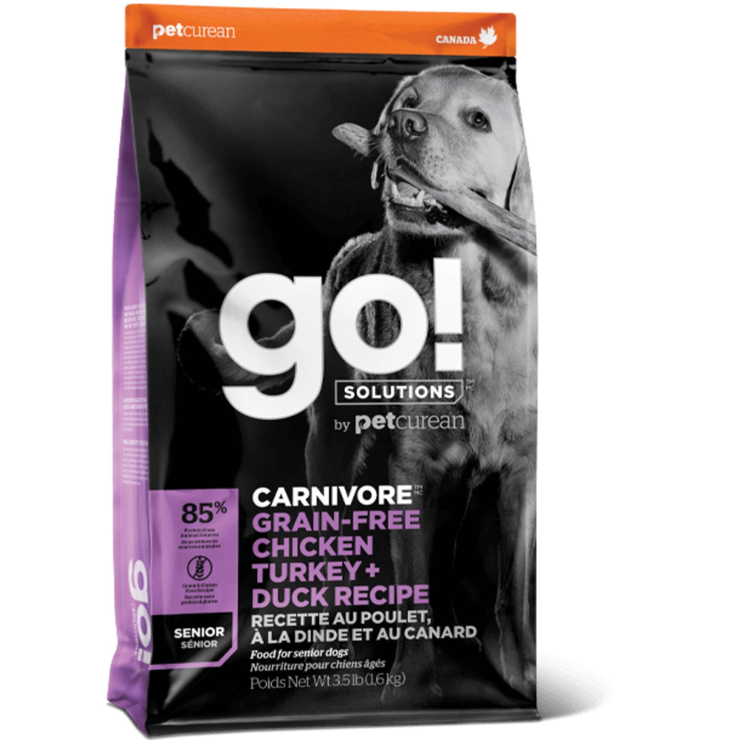 Petcurean GO! Solutions Carnivore Grain Free Chicken, Turkey, & Duck Recipe Senior Dry Dog Food