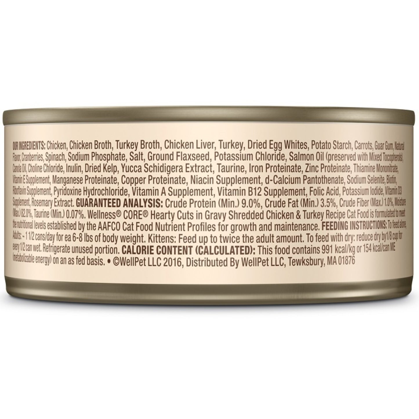 Wellness CORE Natural Grain Free Hearty Cuts Chicken and Turkey Canned Cat Food
