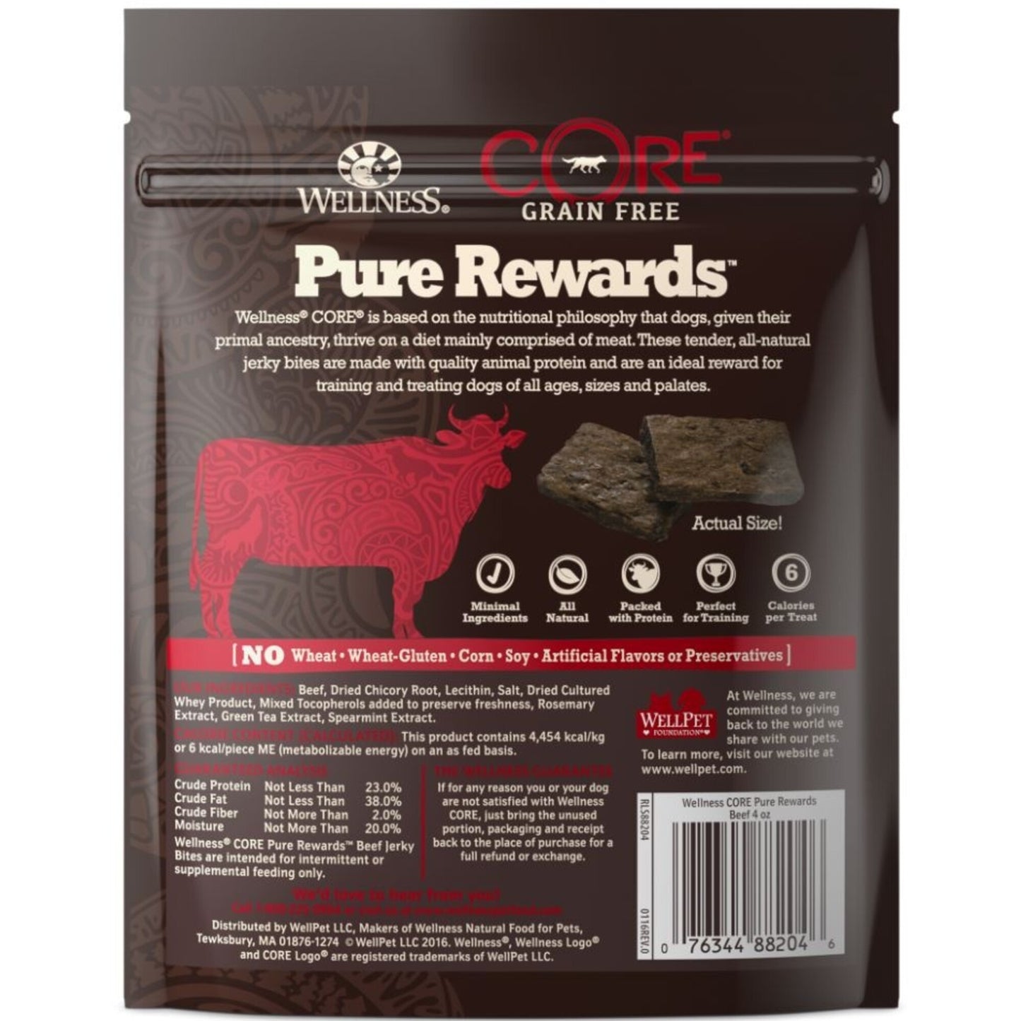 Wellness CORE Natural Grain Free Pure Rewards Beef Recipe Jerky Bites Dog Treats