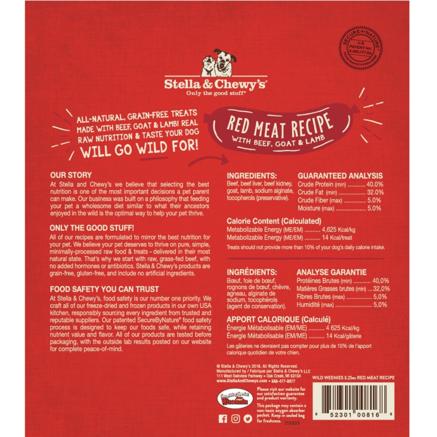 Stella & Chewy's Wild Weenies Grain Free Red Meat Recipe Freeze Dried Raw Dog Treats