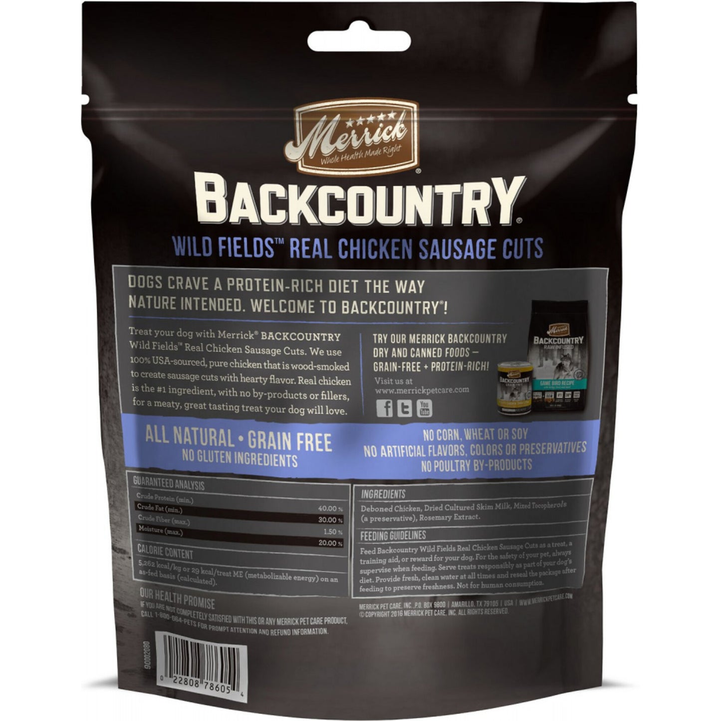 Merrick Backcountry Wild Prairie Grain Free Chicken Sausage Cuts Dog Treats