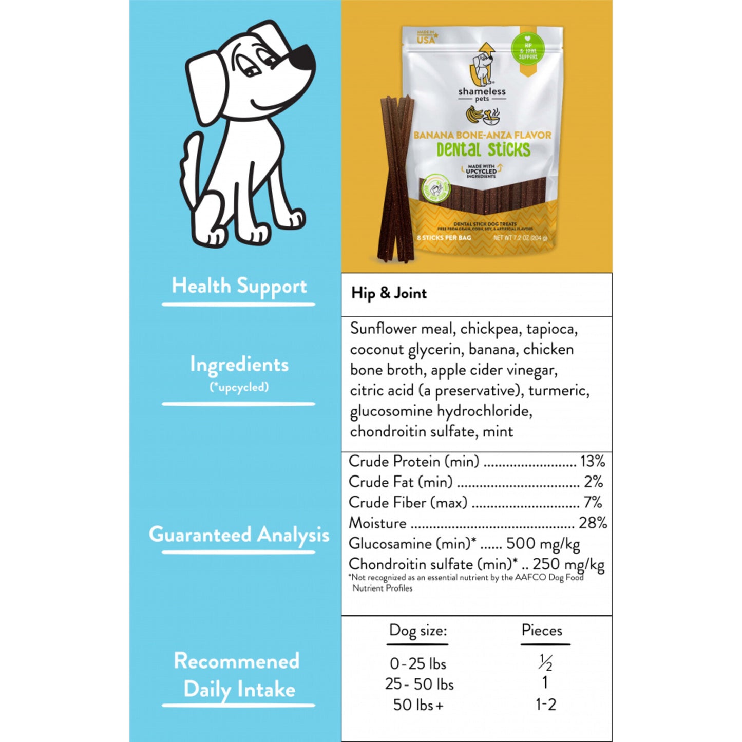 Shameless Pets Banana Bone-anza Dental Stick Dog Treats