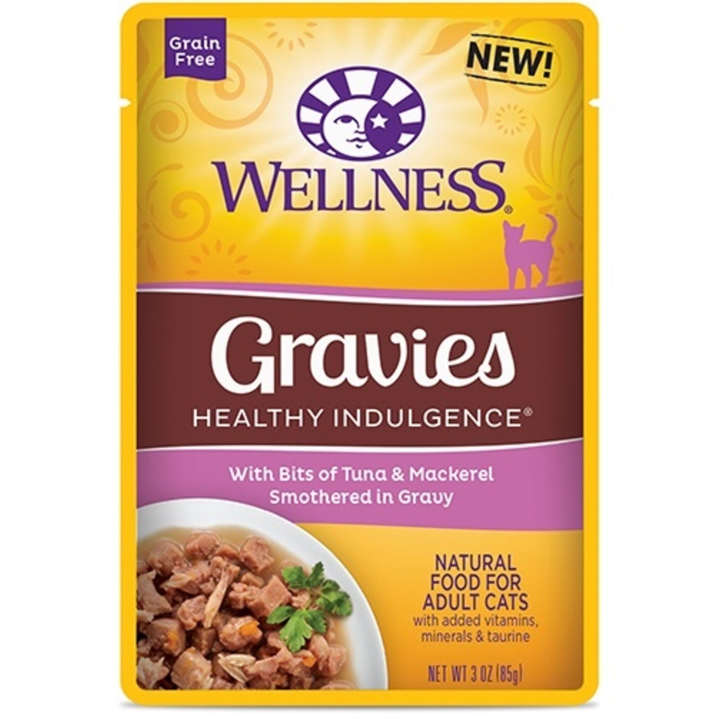 Wellness Healthy Indulgence Natural Grain Free Gravies with Tuna and Mackerel in Gravy Cat Food Pouch