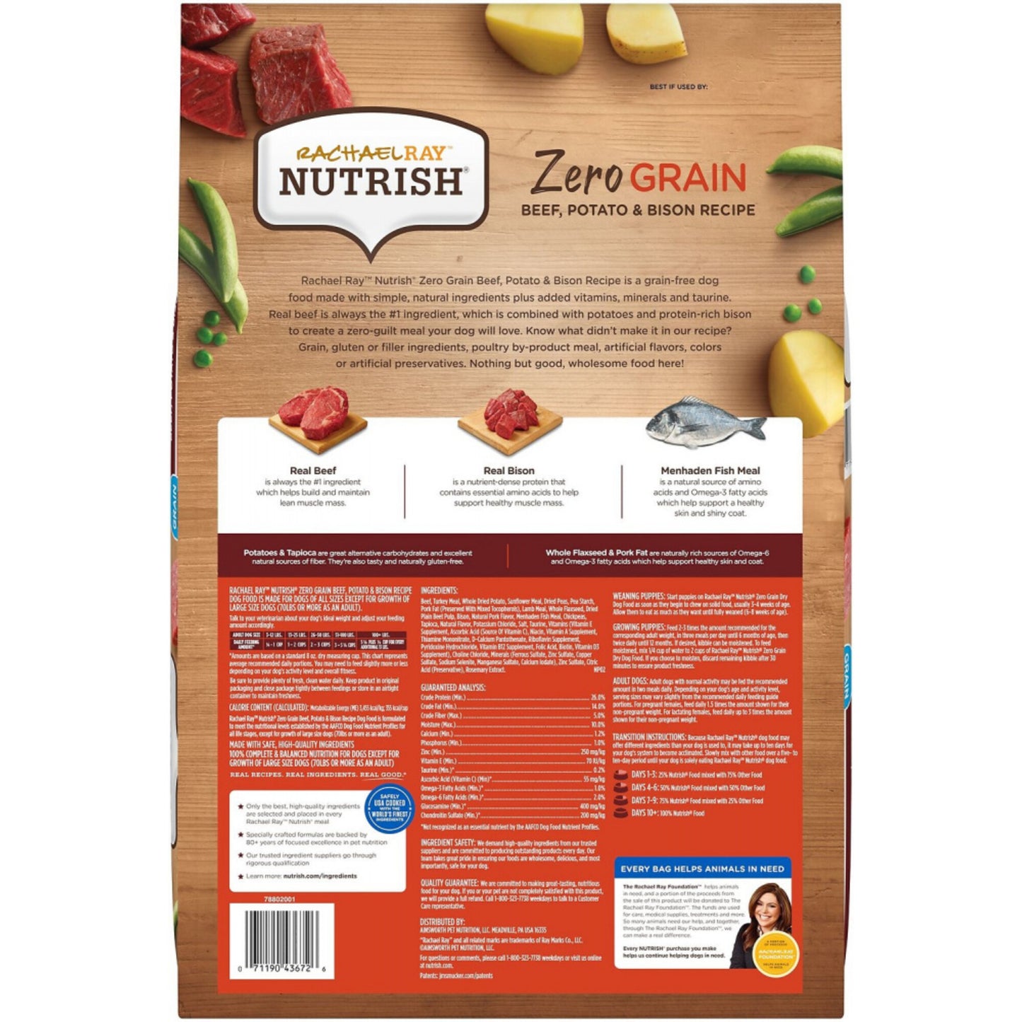 Rachael Ray Nutrish Zero Grain Natural Beef, Bison, & Potato Dry Dog Food
