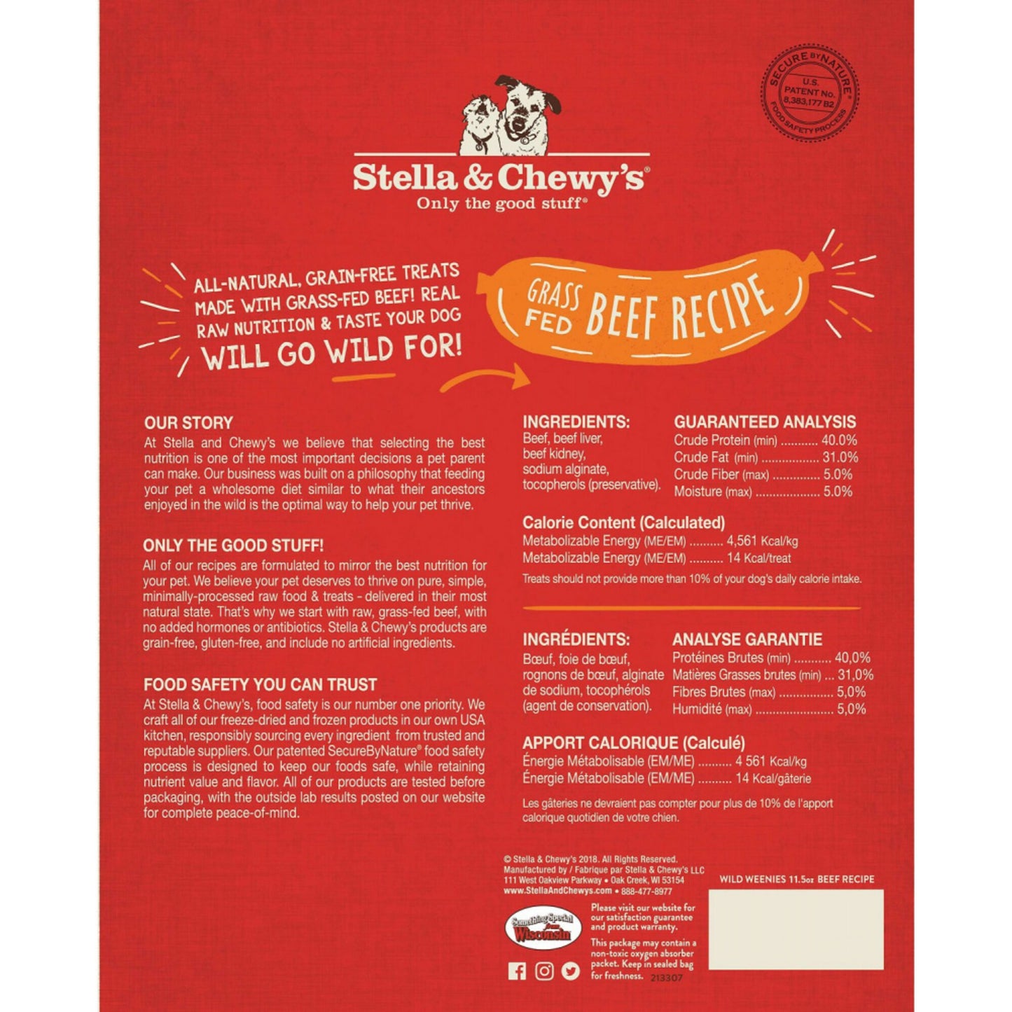 Stella & Chewy's Wild Weenies Raw Beef Freeze Dried Raw Dog Treats