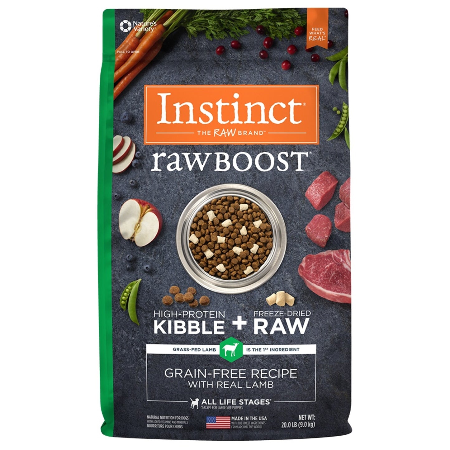 Nature's Variety Instinct Raw Boost Grain Free Recipe with Real Lamb Natural Dry Dog Food