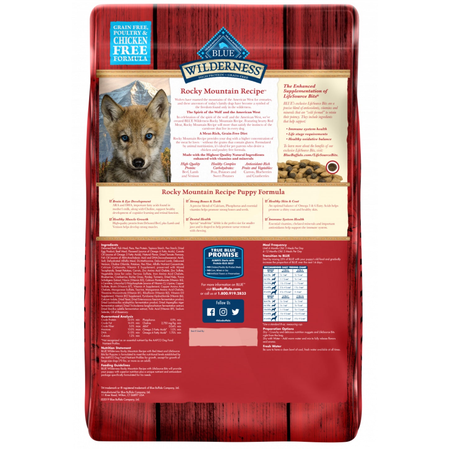 Blue Buffalo Wilderness Rocky Mountain Grain Free Natural Red Meat High Protein Recipe Puppy Dry Dog Food