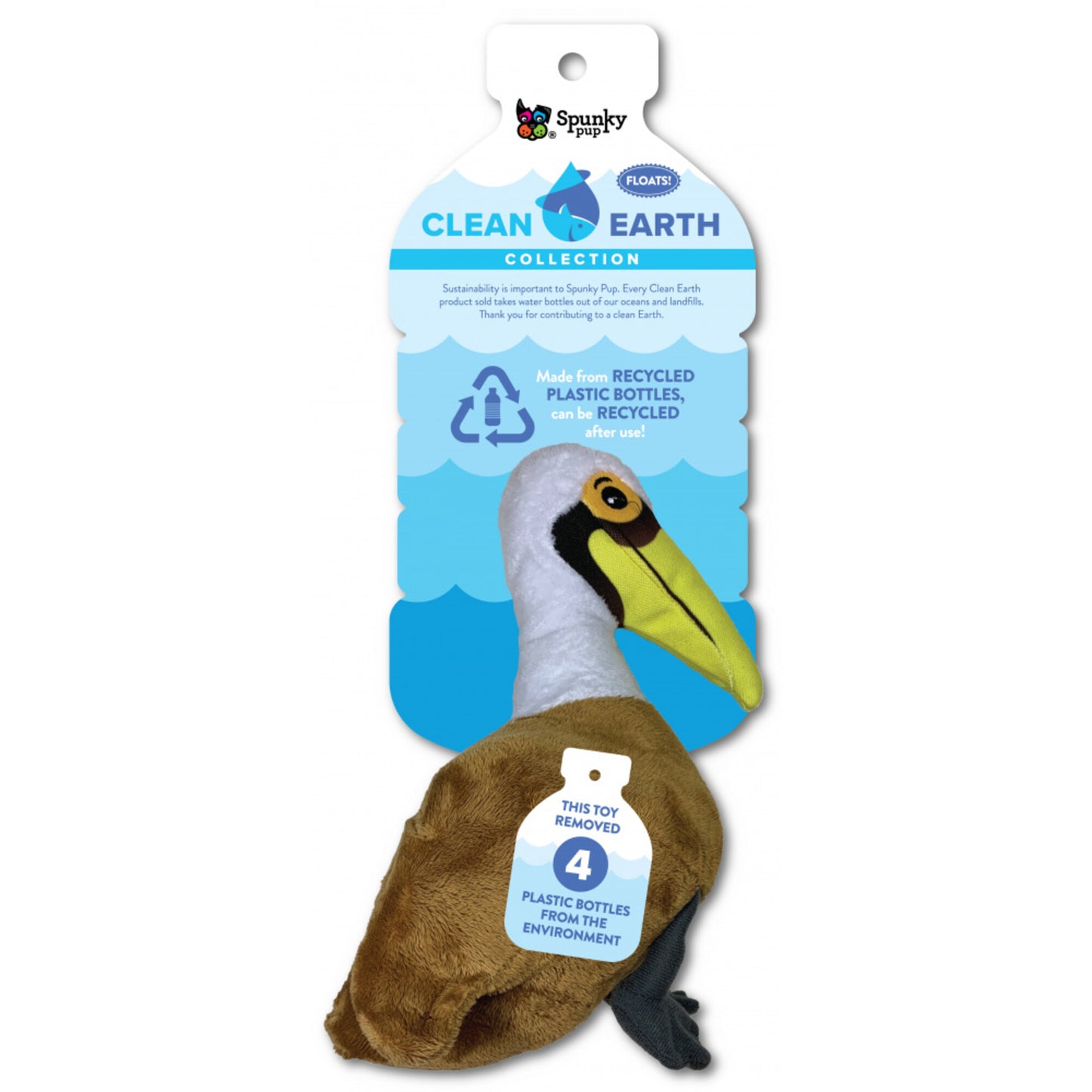 Spunky Pup Clean Earth Pelican Plush Dog Toy