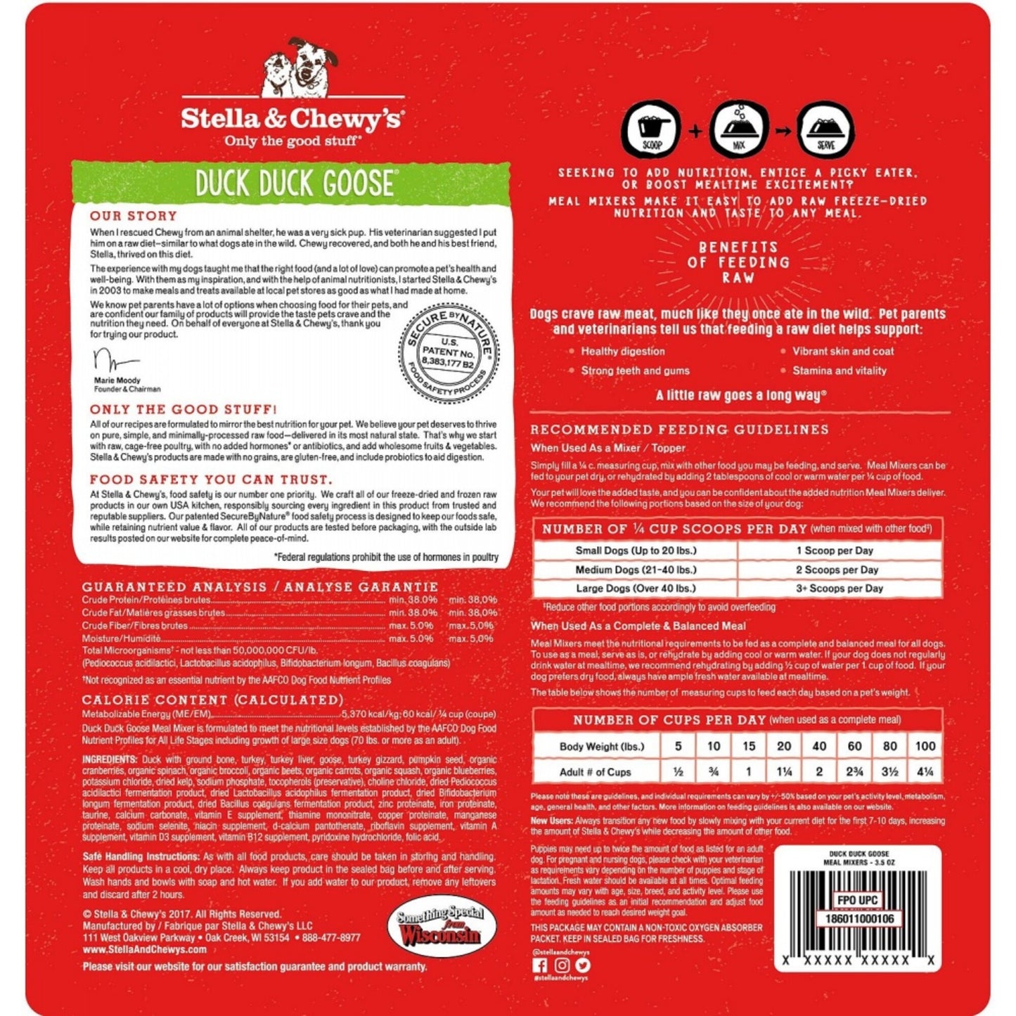 Stella & Chewy's Freeze Dried Raw Duck Duck Goose Meal Mixers Grain Free Dog Food Topper