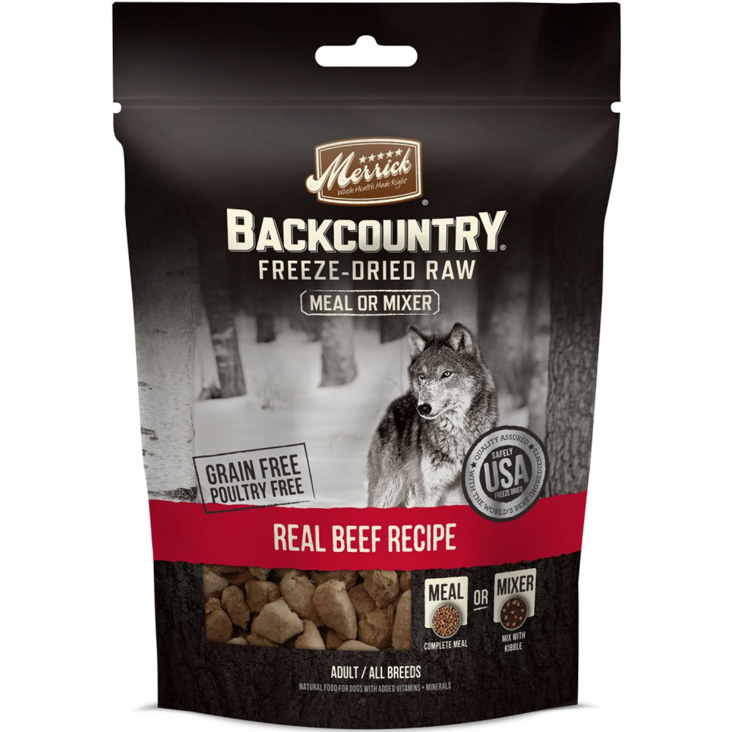 Merrick Backcountry Freeze Dried Grain Free Beef Recipe Meal Mixer for Dogs