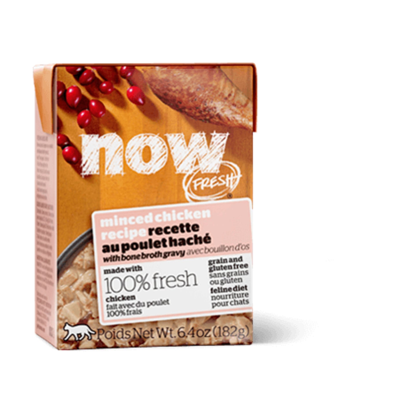 Petcurean NOW! Fresh Grain Free Minced Chicken Recipe with Bone Broth Wet Cat Food