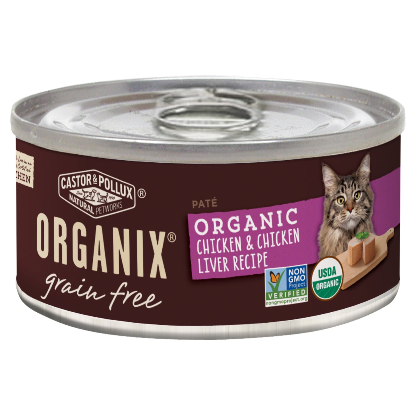 Castor and Pollux Organix Grain Free Organic Chicken and Chicken Liver Recipie Canned Cat Food