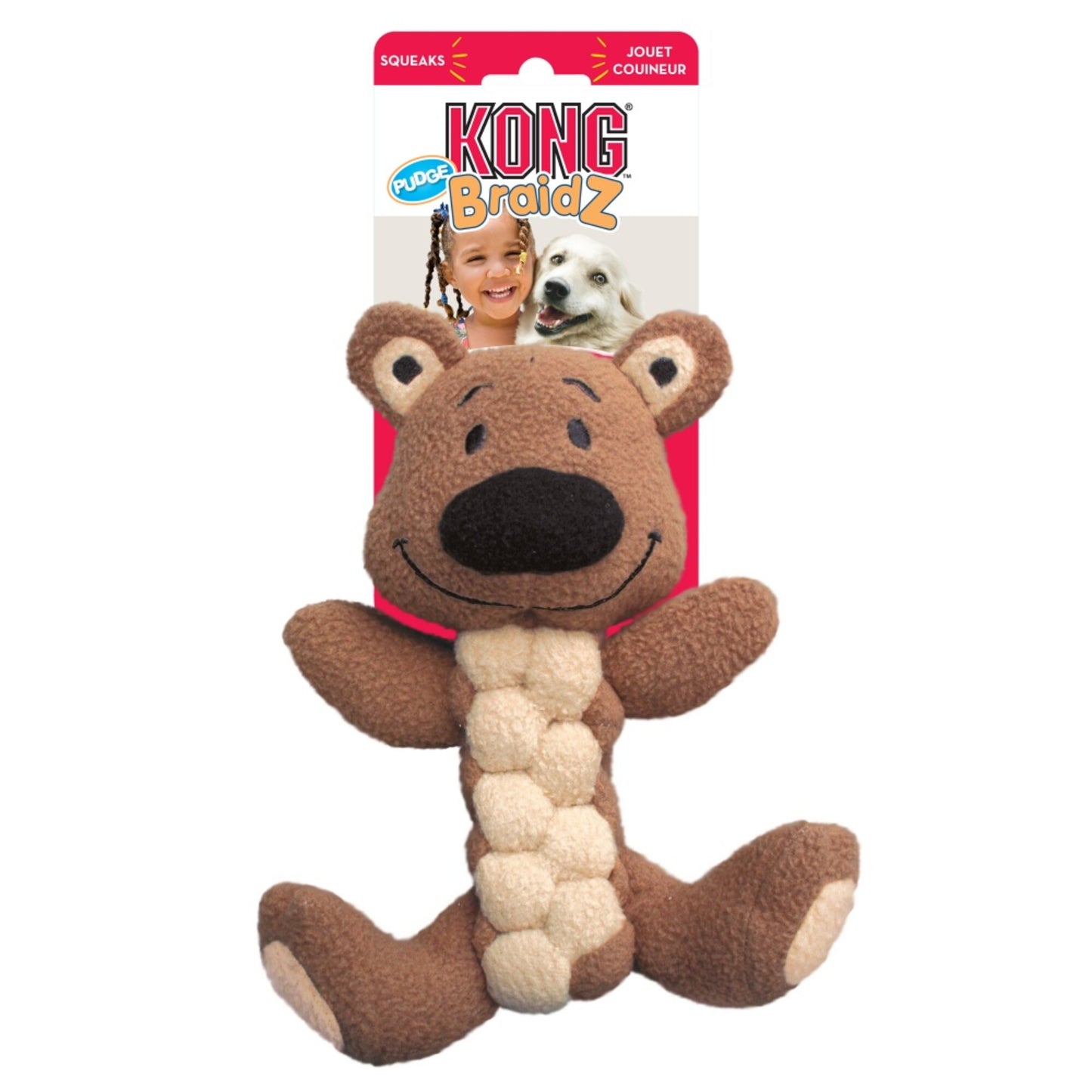 KONG Pudge Braidz Bear Dog Toy