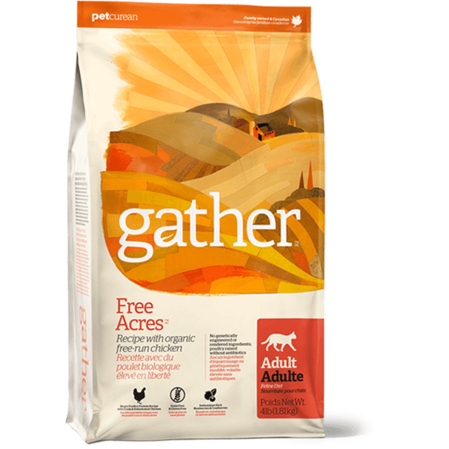 Petcurean Gather Free Acres Organic Free-Run Grain Free Chicken Recipe Adult Dry Cat Food
