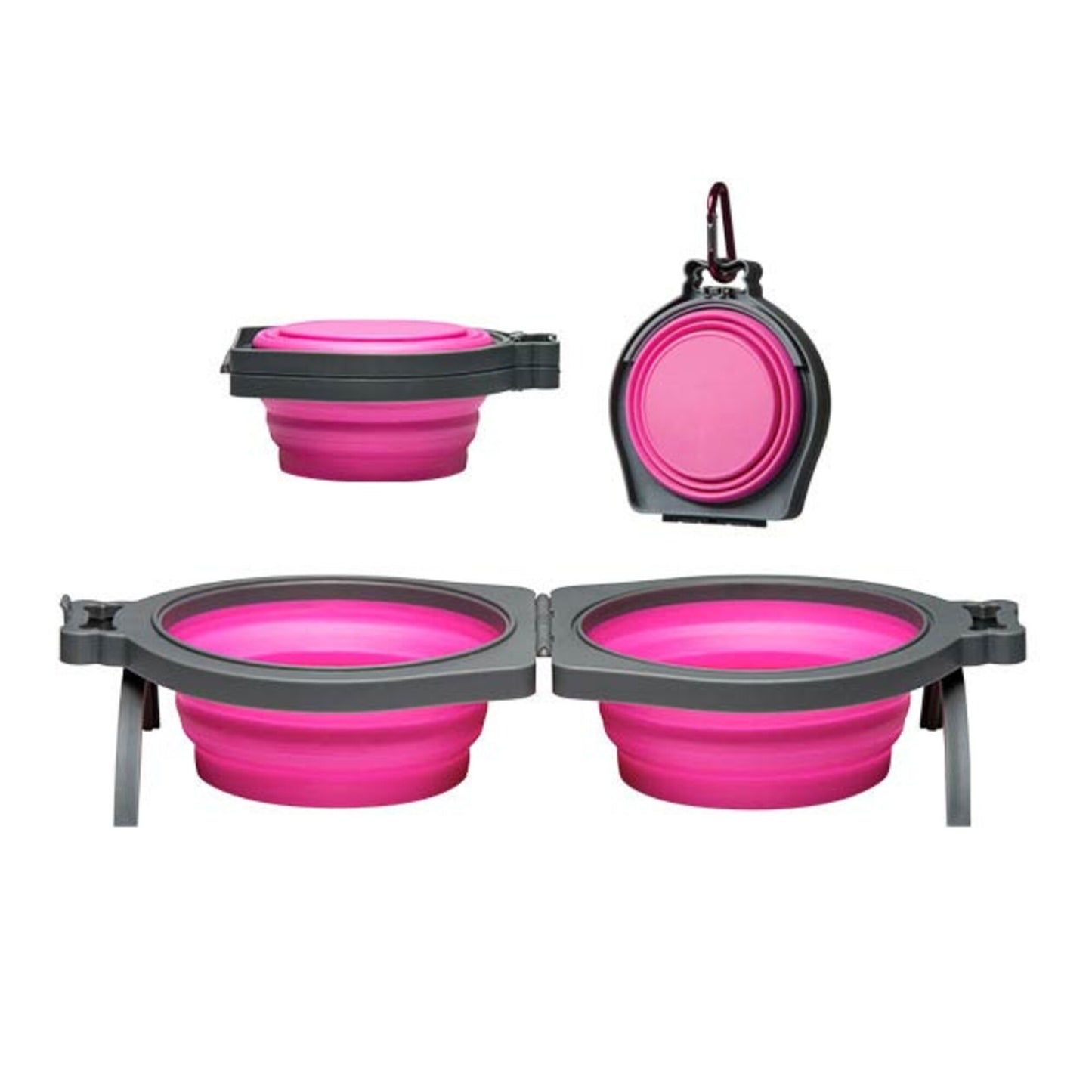 Loving Pets Pink Bella Roma Travel Double Diner Bowl