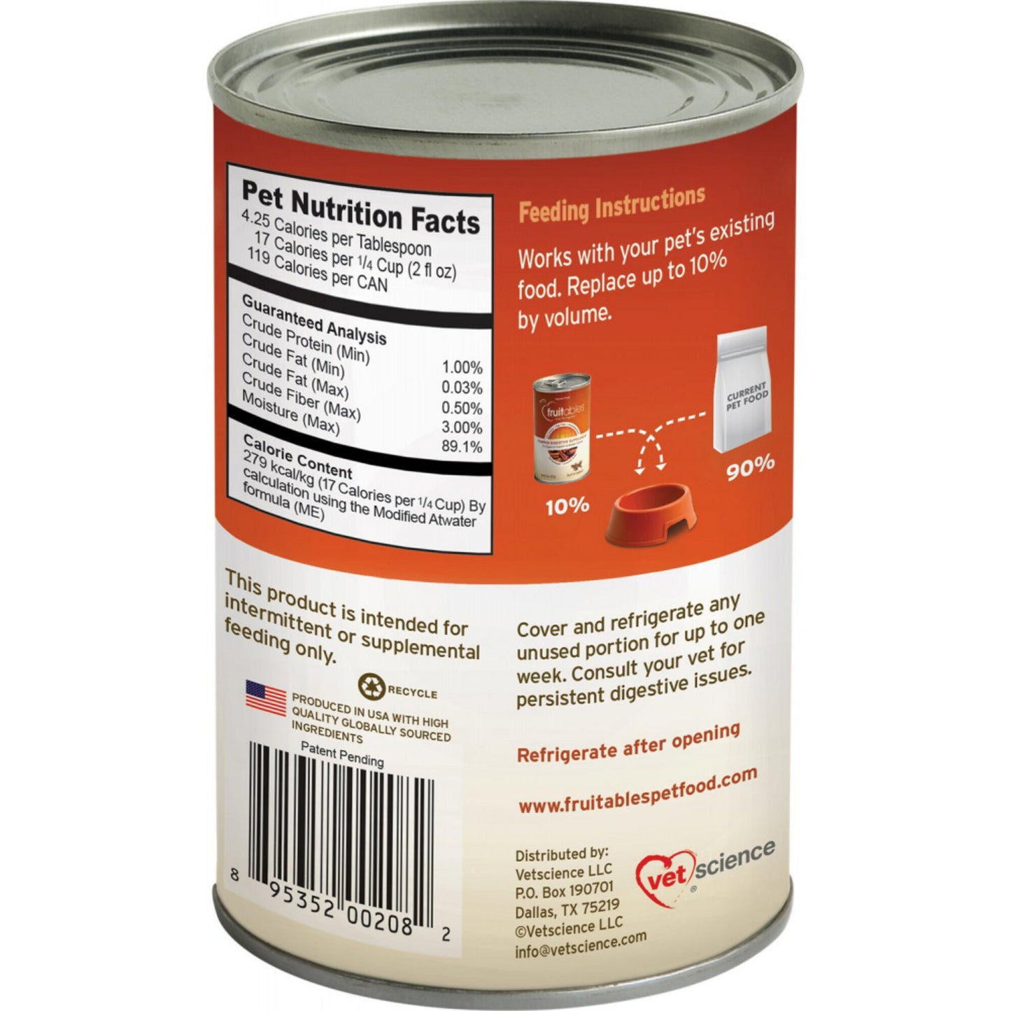 Fruitables Pumpkin SuperBlend Digestive Canned Supplement for Dogs & Cats
