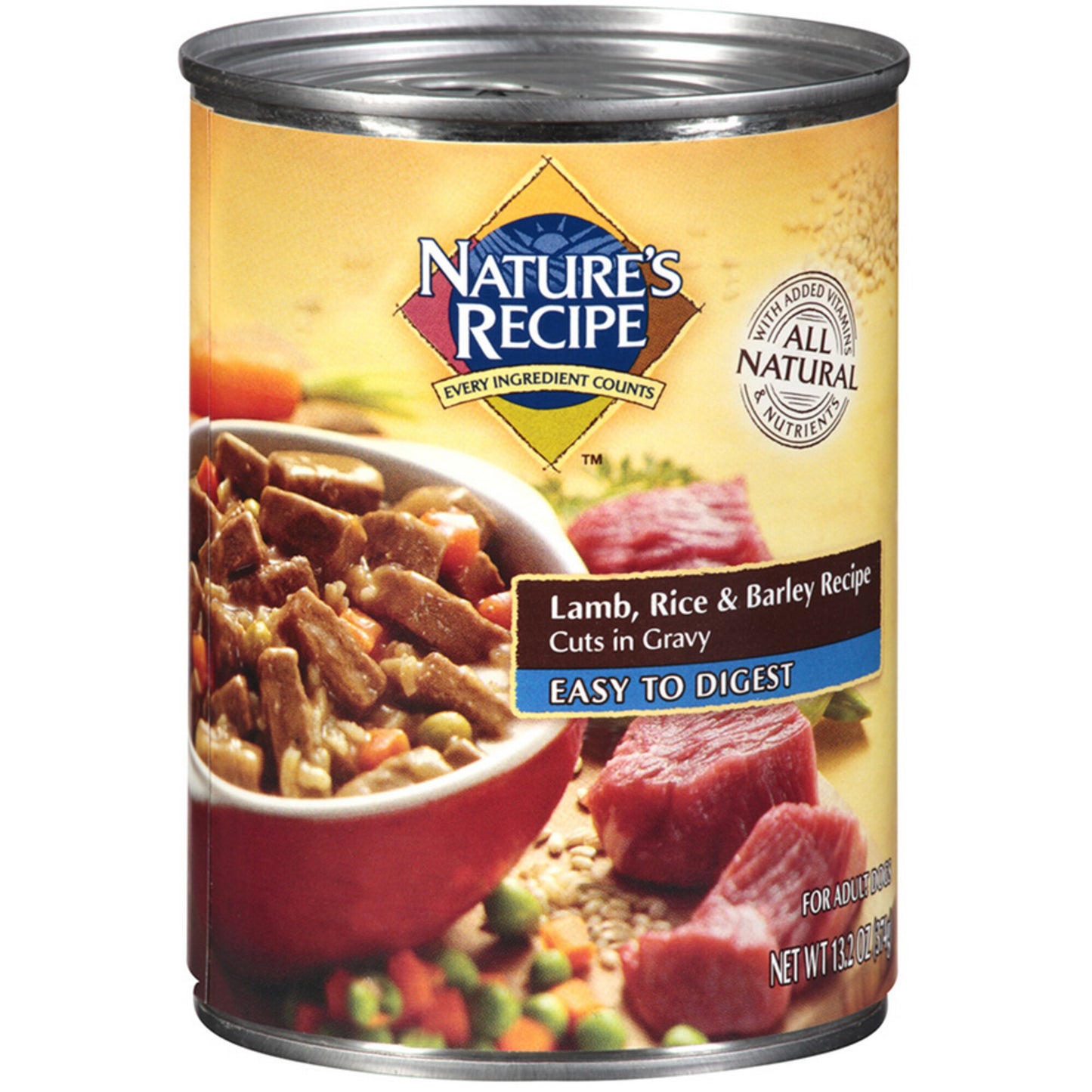 Nature's Recipe Easy to Digest Lamb Rice and Barley Cuts in Gravy Canned Dog Food