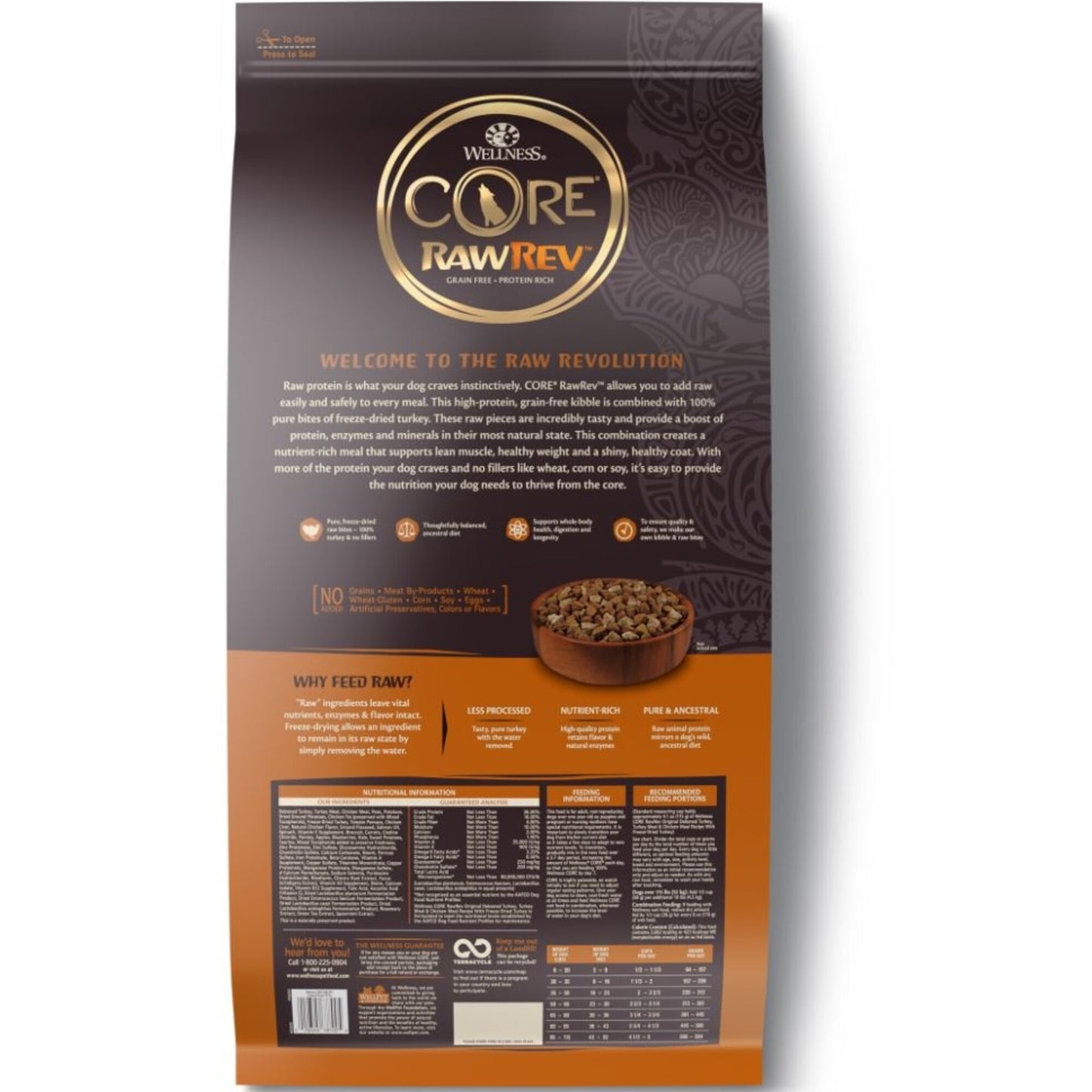 Wellness CORE RawRev Natural Grain Free Original Turkey & Chicken with Freeze Dried Turkey Dry Dog Food