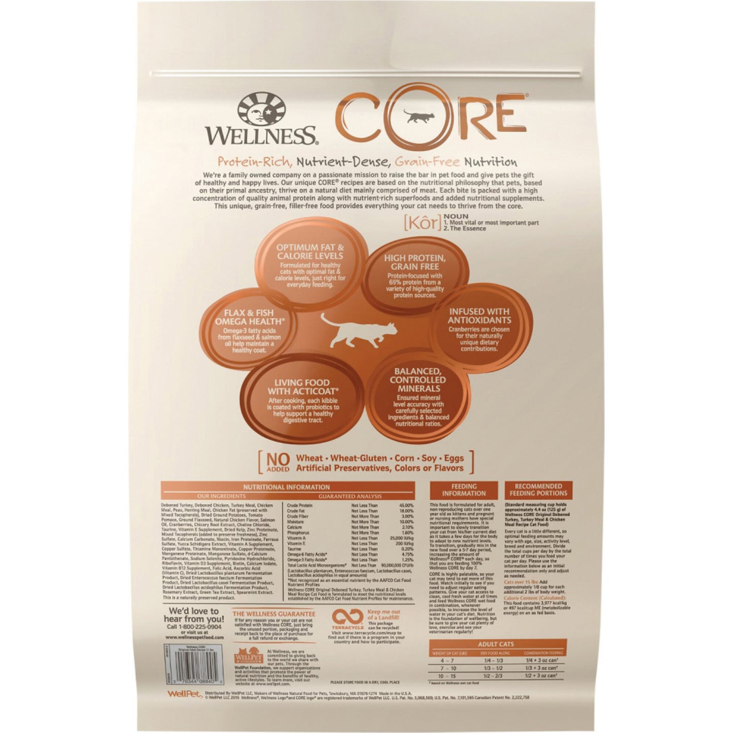 Wellness CORE Natural Grain Free Original Turkey, Chicken, Whitefish & Herring Recipe Dry Cat Food