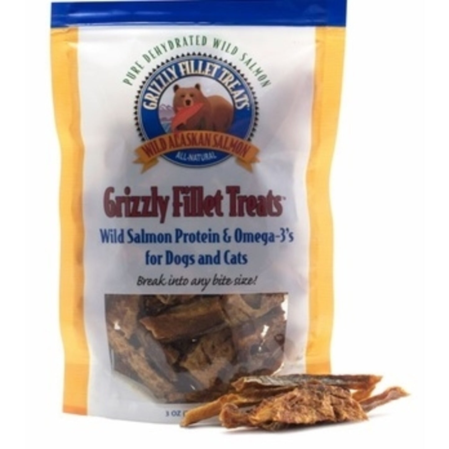 Grizzly Pure Dehydrated Wild Salmon Fillet Treats for Dogs and Cats