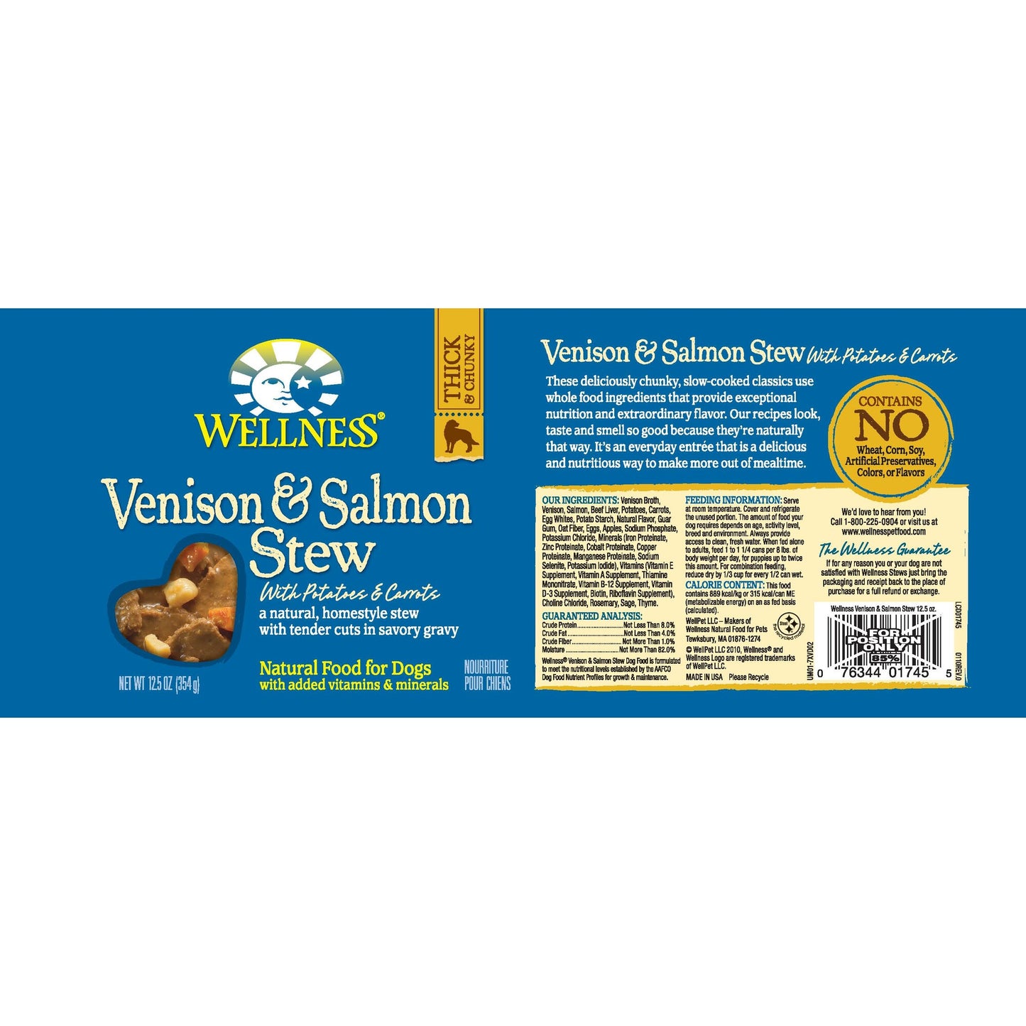 Wellness Grain Free Natural Venison & Salmon Stew with Potato and Carrots Wet Canned Dog Food