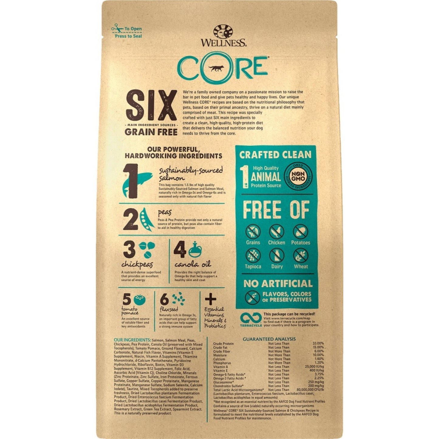 Wellness CORE SIX Salmon with Chickpeas Recipe Dry Dog Food