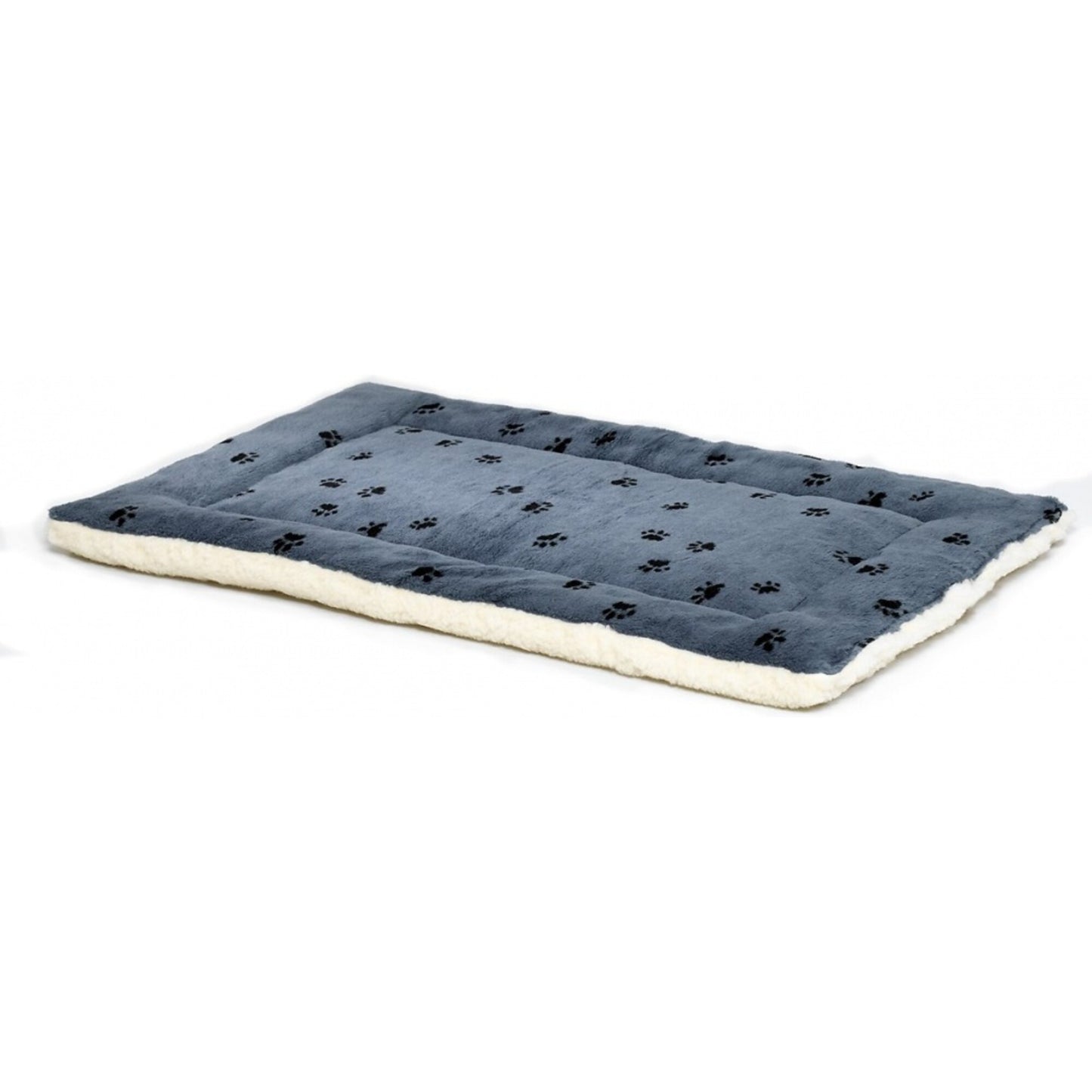 MidWest Quiet Time Fleece Blue Paw Print Reversible Pet Bed & Crate Mat
