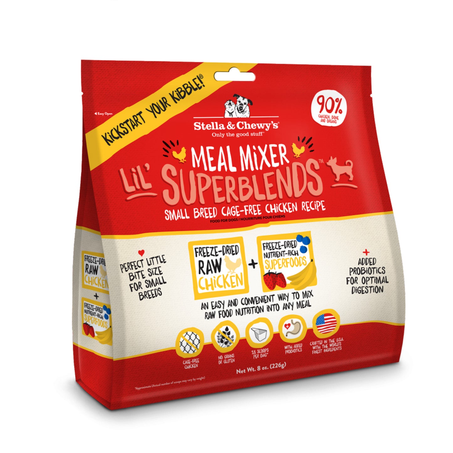 Stella & Chewy's Meal Mixer Lil' SuperBlends Small Breed Grain Free Chicken Recipe Freeze Dried Raw Dog Food Topper