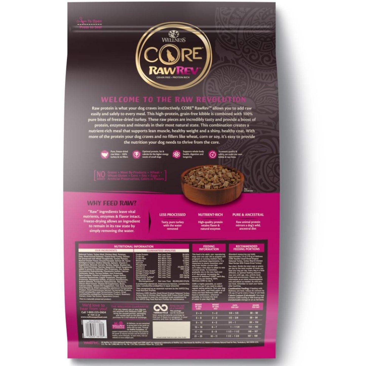 Wellness CORE RawRev Natural Small Breed Grain Free Original Turkey & Chicken with Freeze Dried Turkey Dry Dog Food