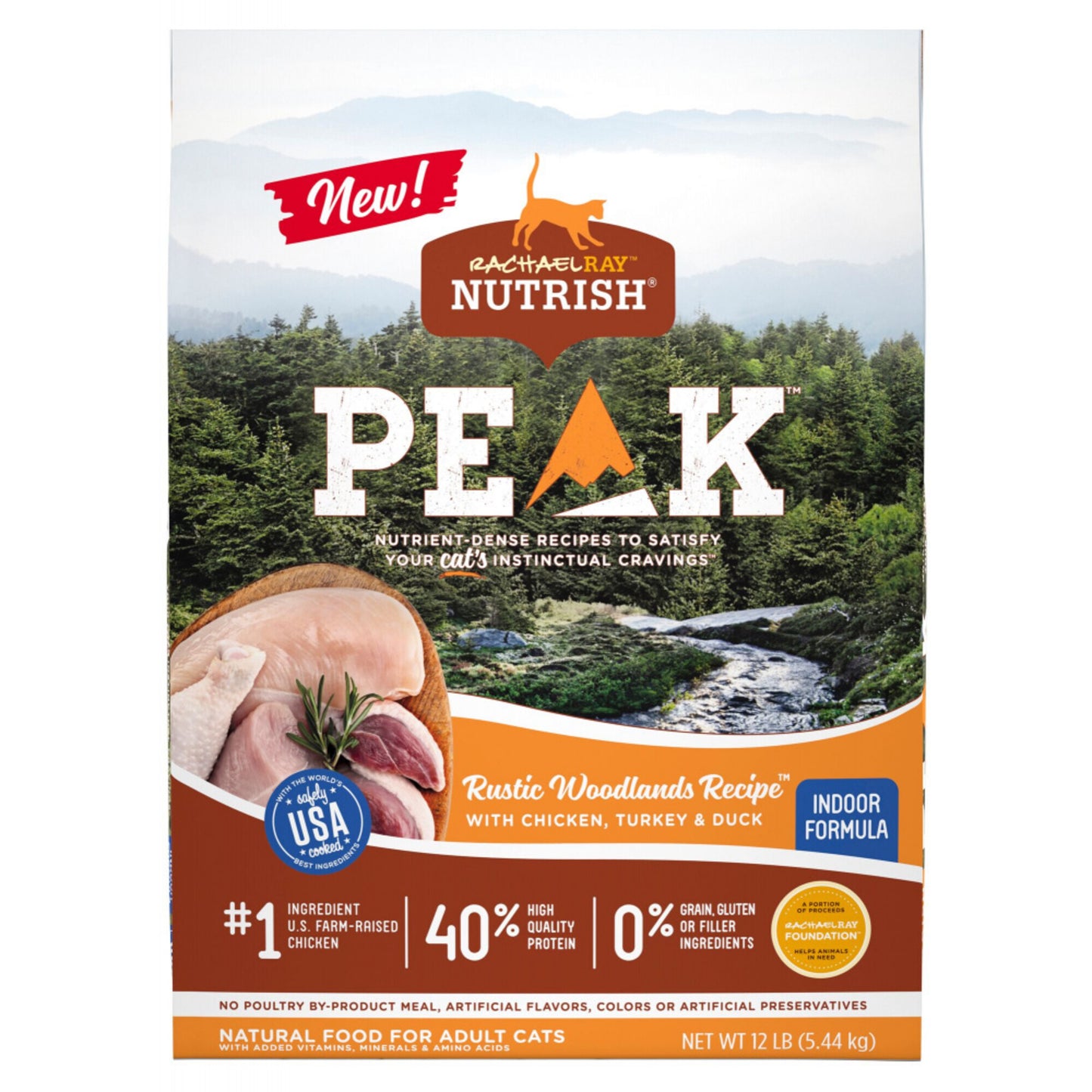 Rachael Ray Nutrish Peak Rustic Woodlands Recipe Chicken, Turkey & Duck Recipe Dry Cat Food