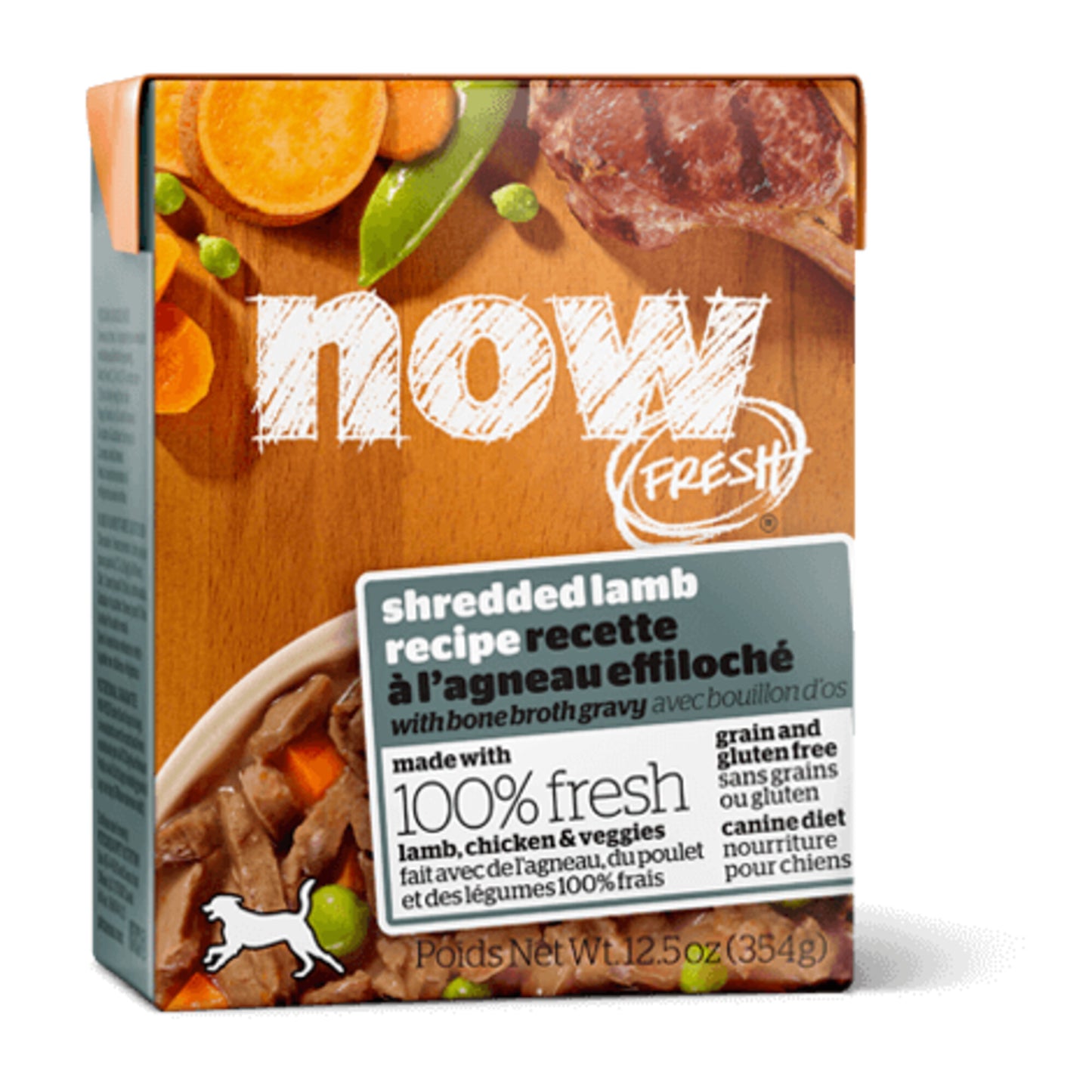 Petcurean NOW! Fresh Grain Free Shredded Lamb Recipe with Bone Broth Gravy Wet Dog Food