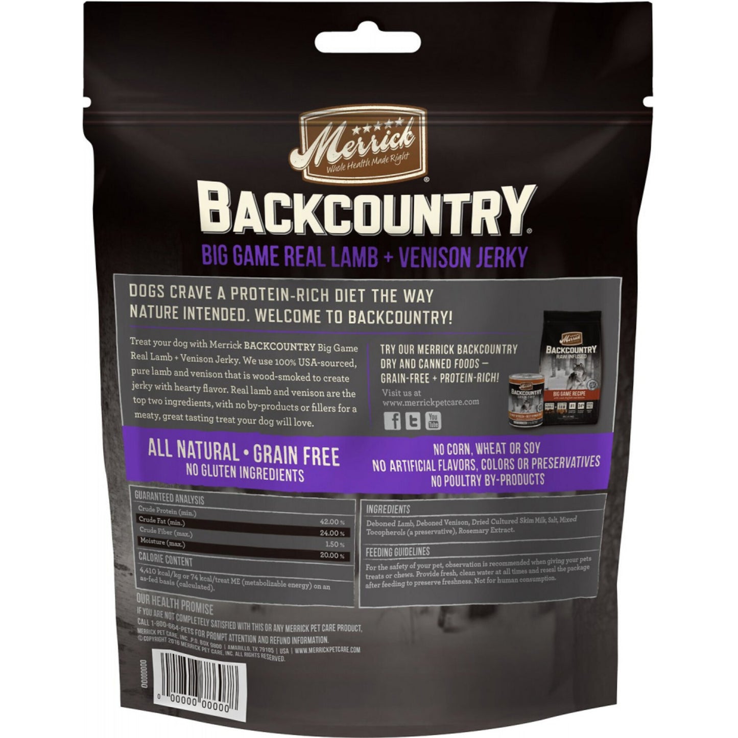 Merrick Backcountry Big Game Grain Free Real Lamb & Venison Jerky Dog Treats