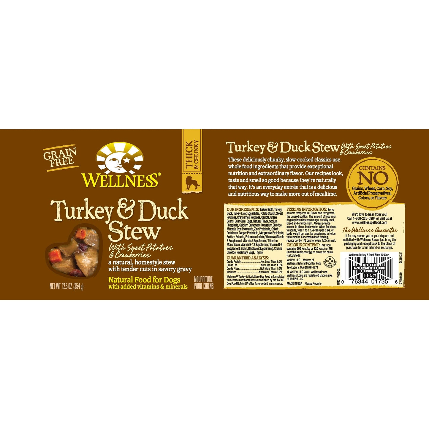 Wellness Grain Free Natural Turkey and Duck Stew with Sweet Potato and Cranberries Wet Canned Dog Food