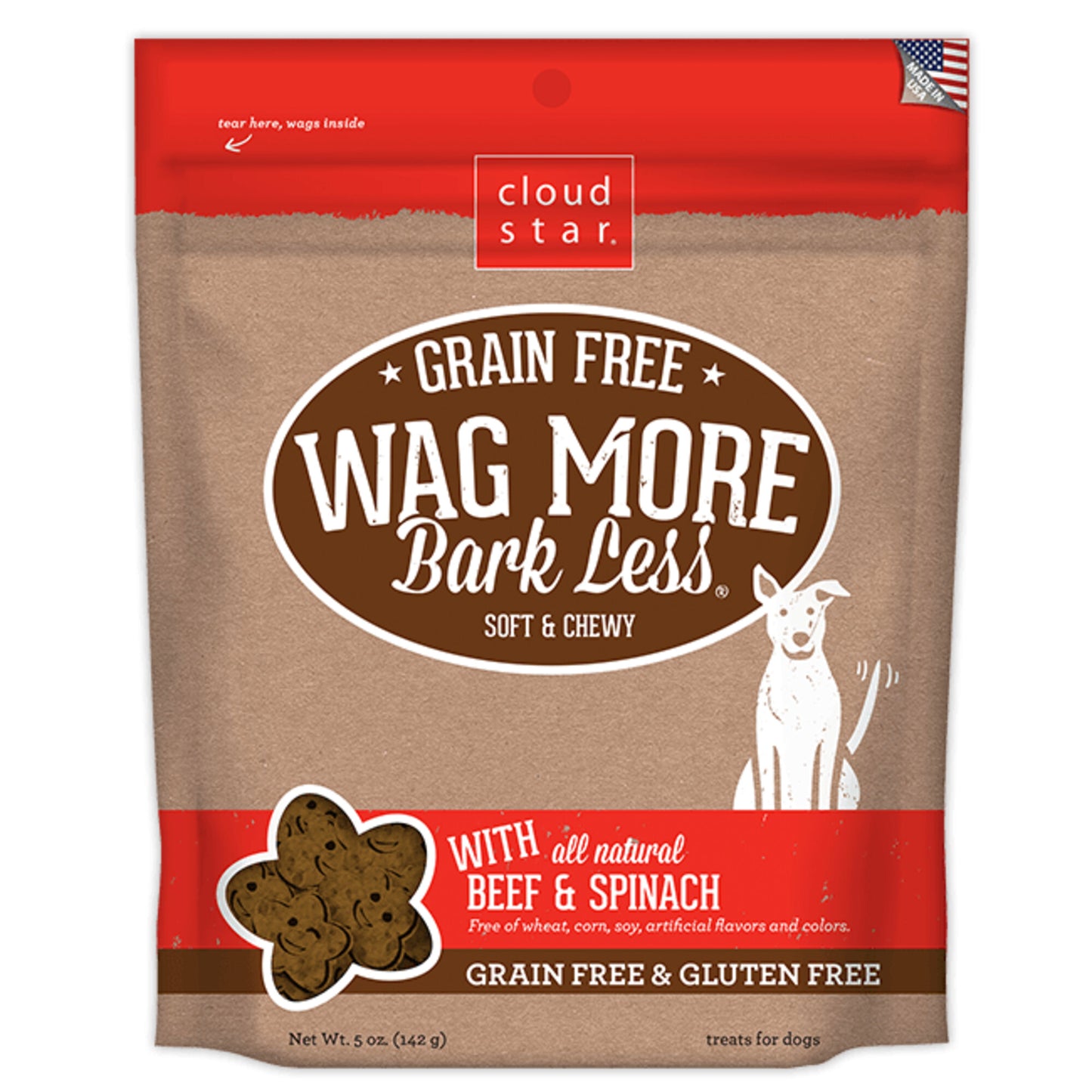 Cloud Star Wag More Bark Less Soft and Chewy Grain Free Beef and Spinach Dog Treats