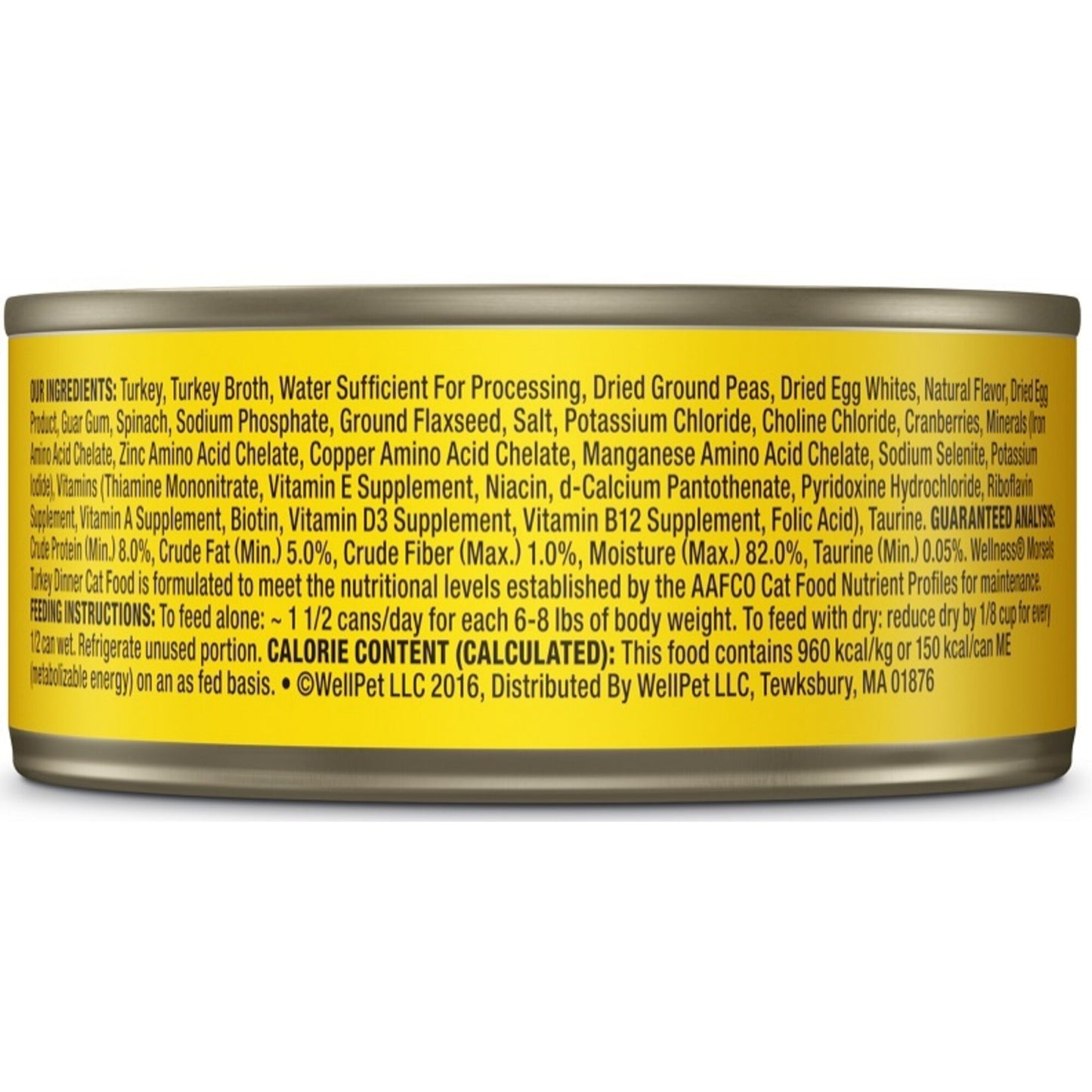 Wellness Grain Free Natural Turkey Morsels Dinner Canned Cat Food