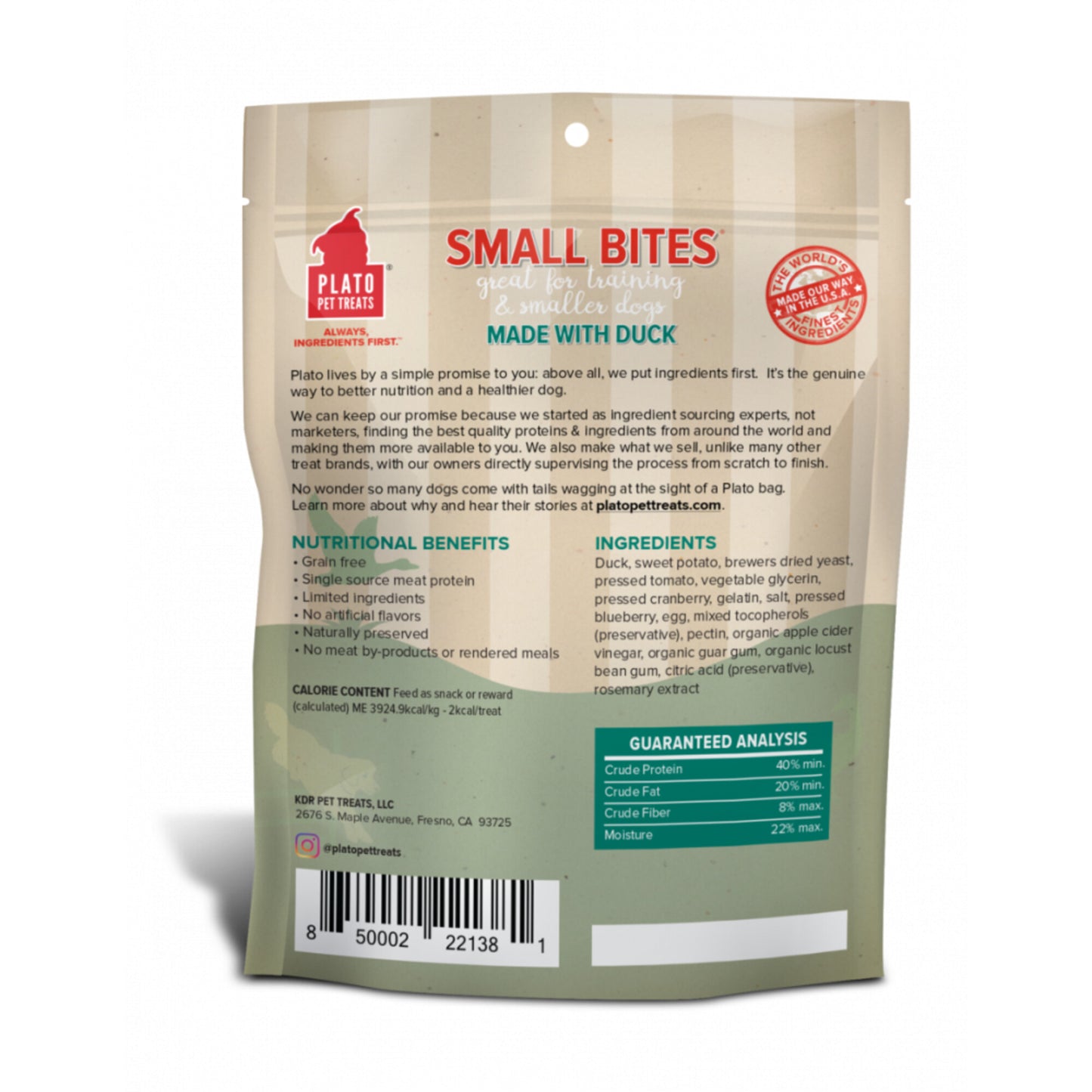 Plato Small Bites Duck Dog Treats