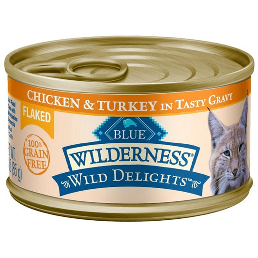 Blue Buffalo BLUE Wilderness Wild Delights Flaked Chicken and Turkey Recipe Canned Cat Food
