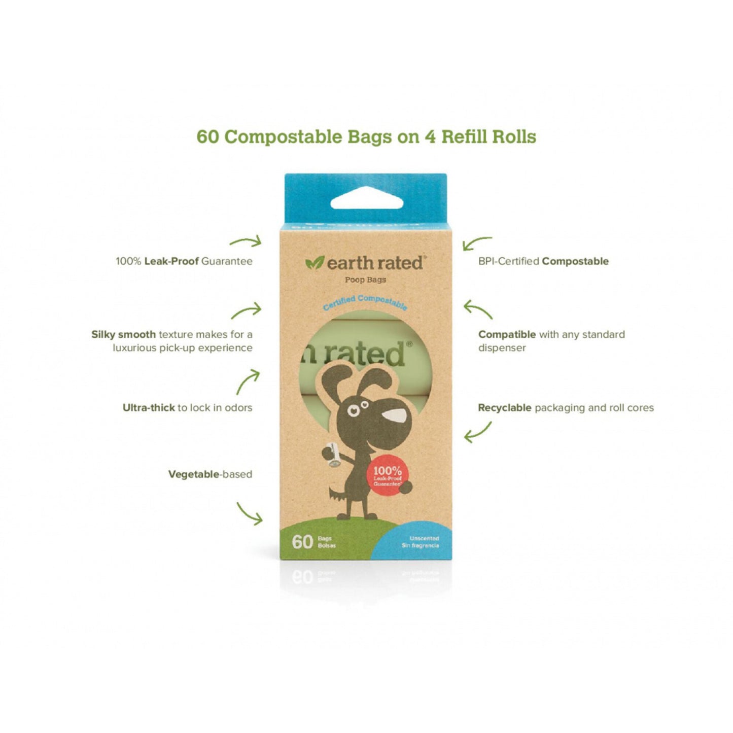 Earth Rated Compostable Refill Rolls Unscented -60 Count