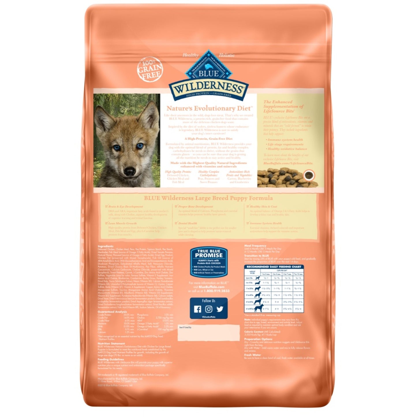 Blue Buffalo Wilderness Grain Free Chicken High Protein Recipe Large Breed Puppy Dry Dog Food