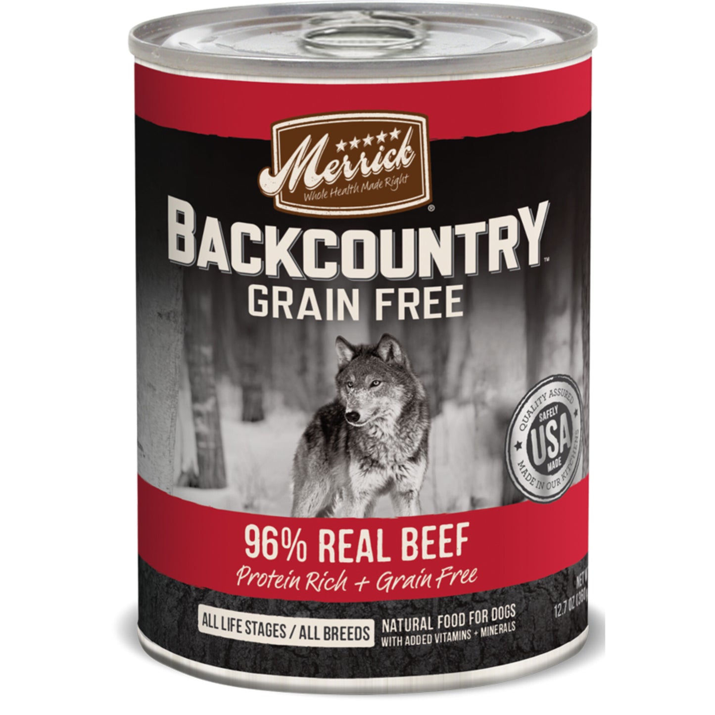 Merrick Backcountry Grain Free 96% Beef Recipe Canned Dog Food