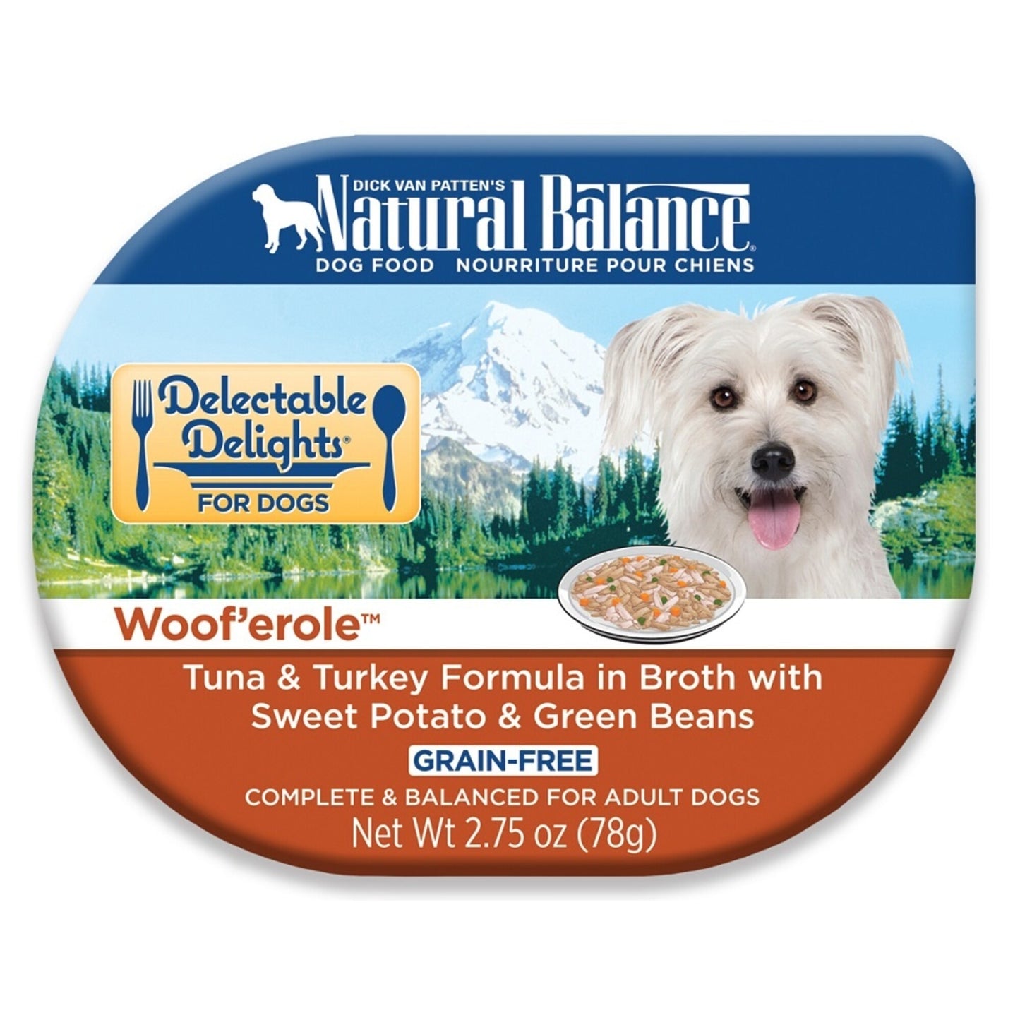 Natural Balance Delectable Delights Wooferole Grain Free Tuna and Turkey in Broth with Sweet Potato and Green Beans Wet Dog Food